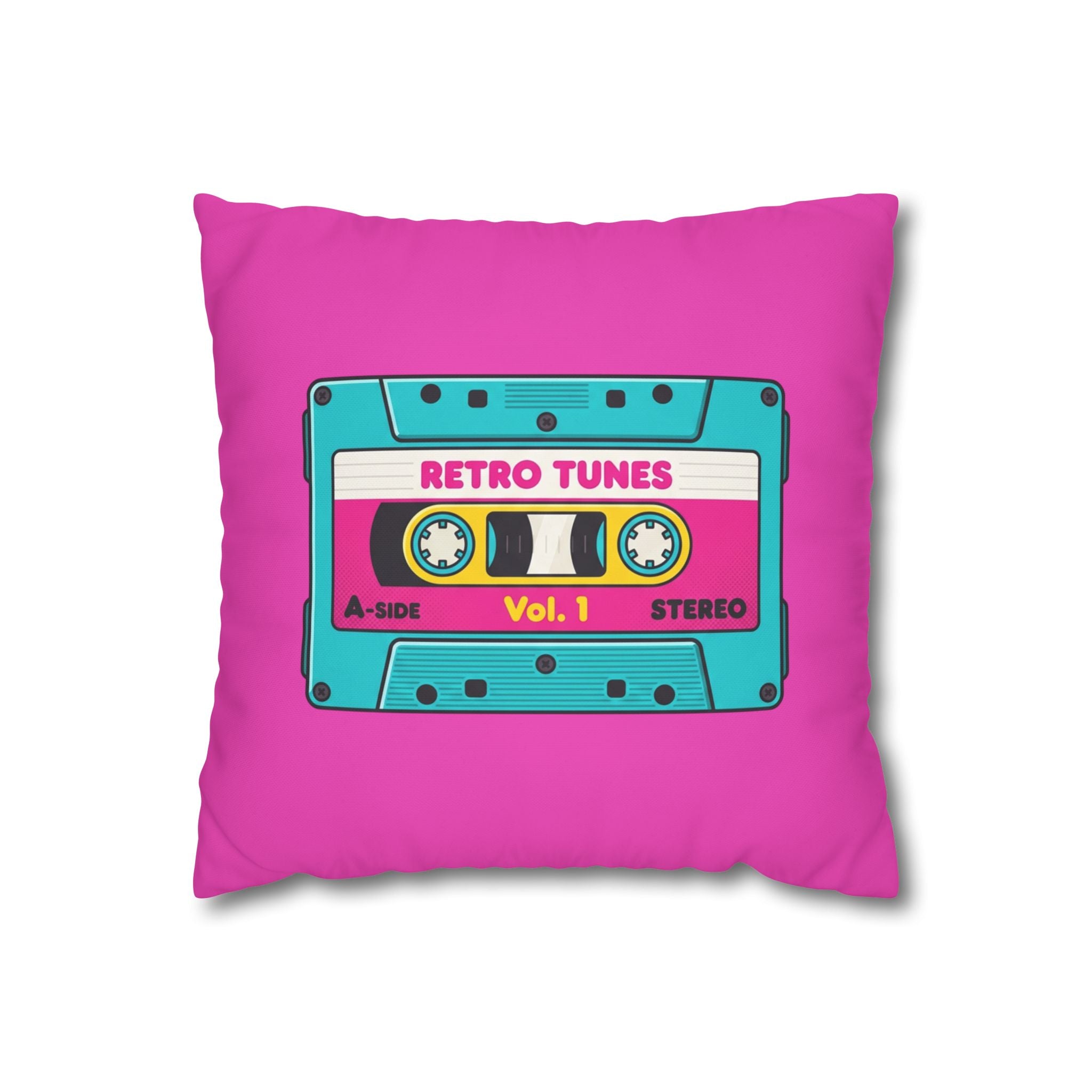 Copy of Retro Cassette Tape Pillow Cover — 'Retro Tunes Vol. 1' Square Throw Pillowcase