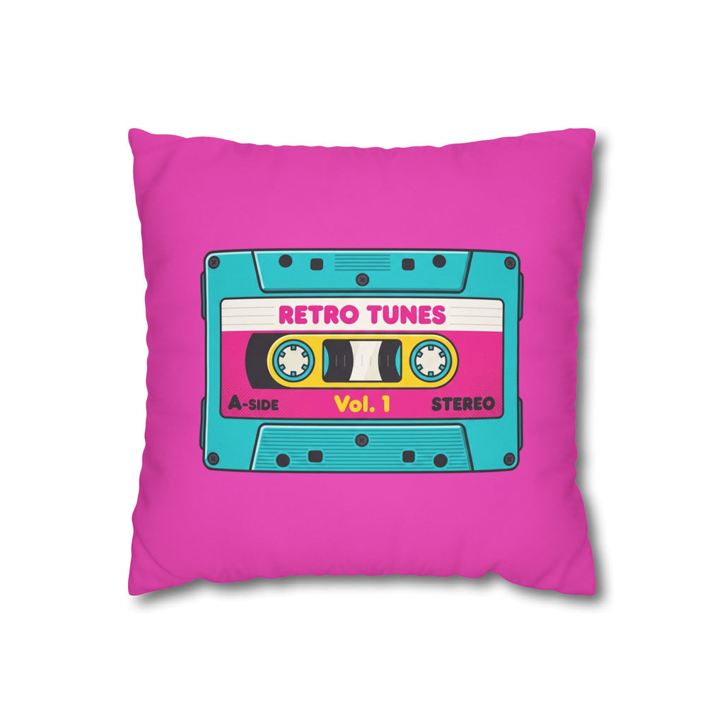 Copy of Retro Cassette Tape Pillow Cover — 'Retro Tunes Vol. 1' Square Throw Pillowcase