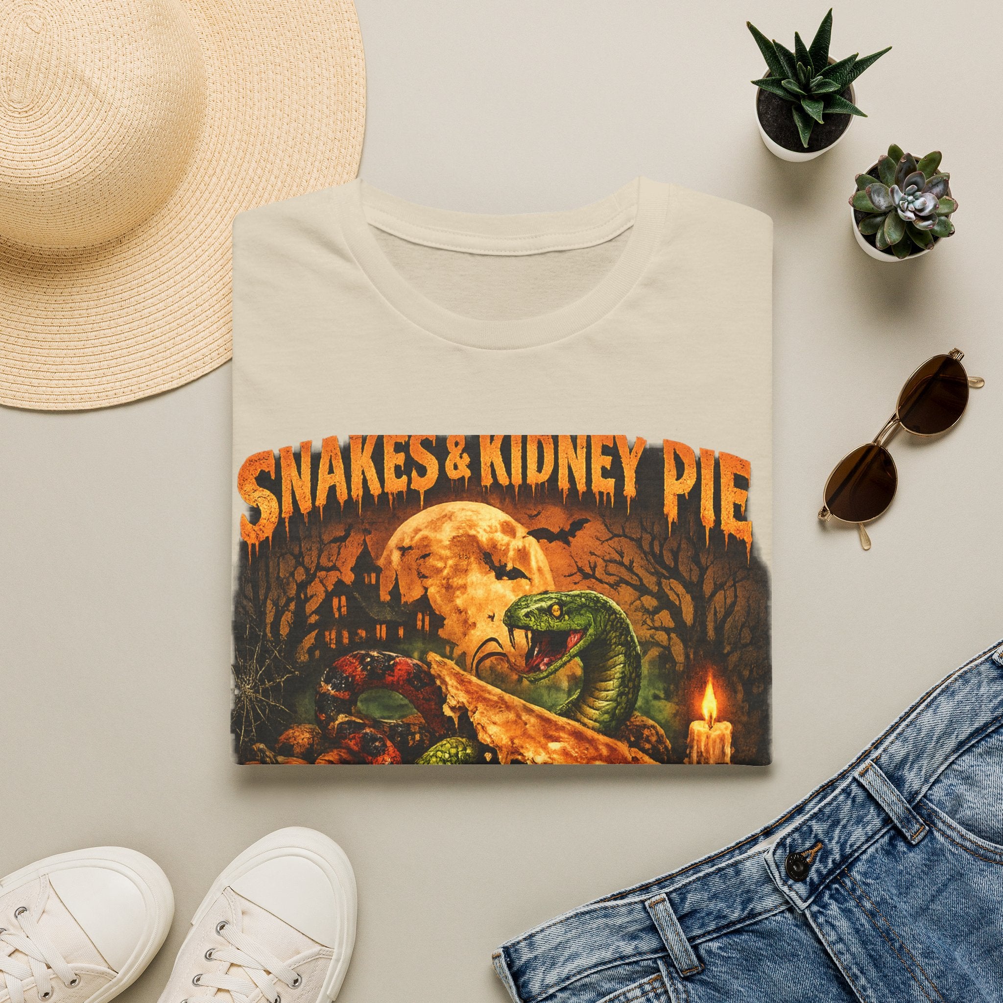 Snakes & Kidney Pie Tee — Spooky Retro Halloween Graphic T-Shirt
