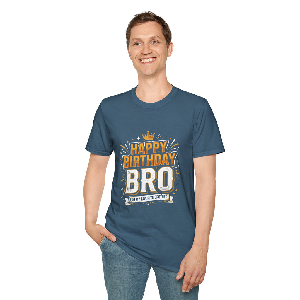 Happy Birthday Bro T-Shirt — Bold Crowned Birthday Tee for Brother