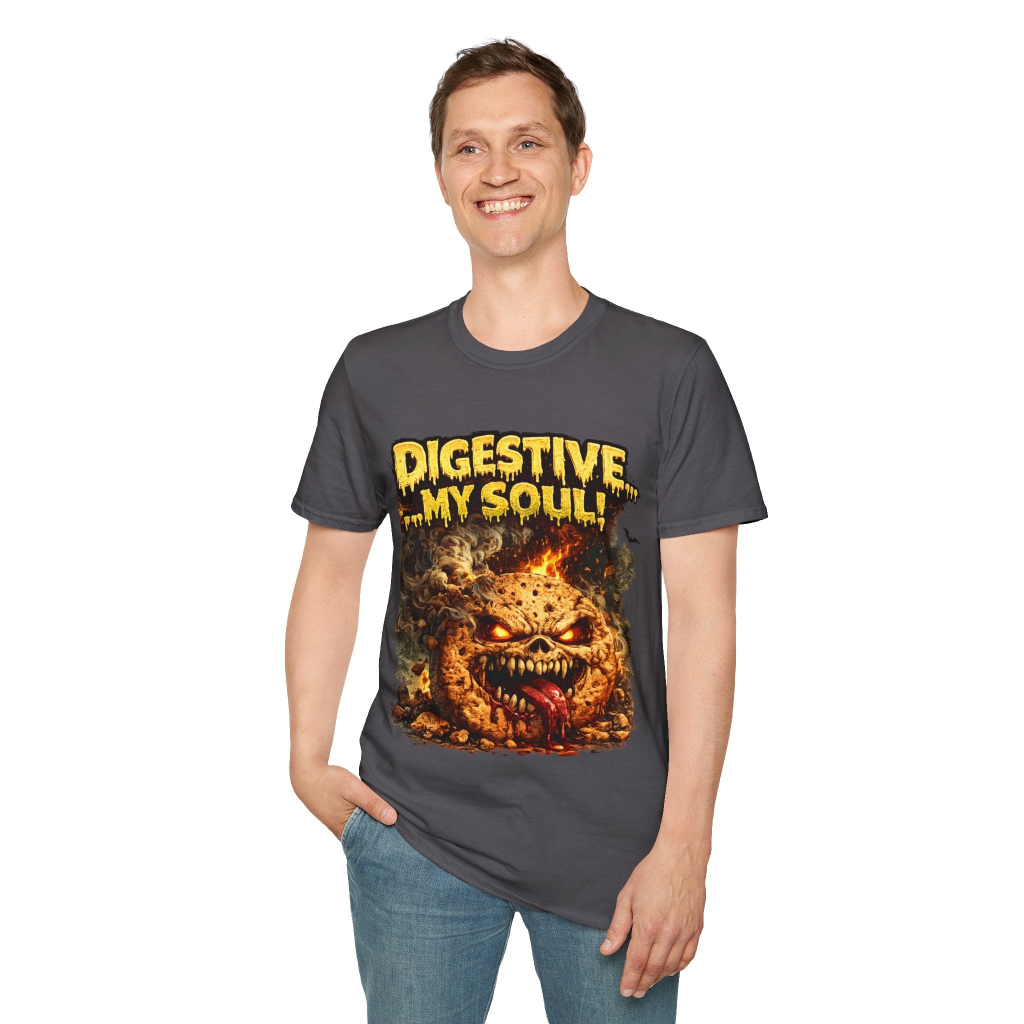 Digestive My Soul Graphic T‑Shirt — Horror Monster Skull Design