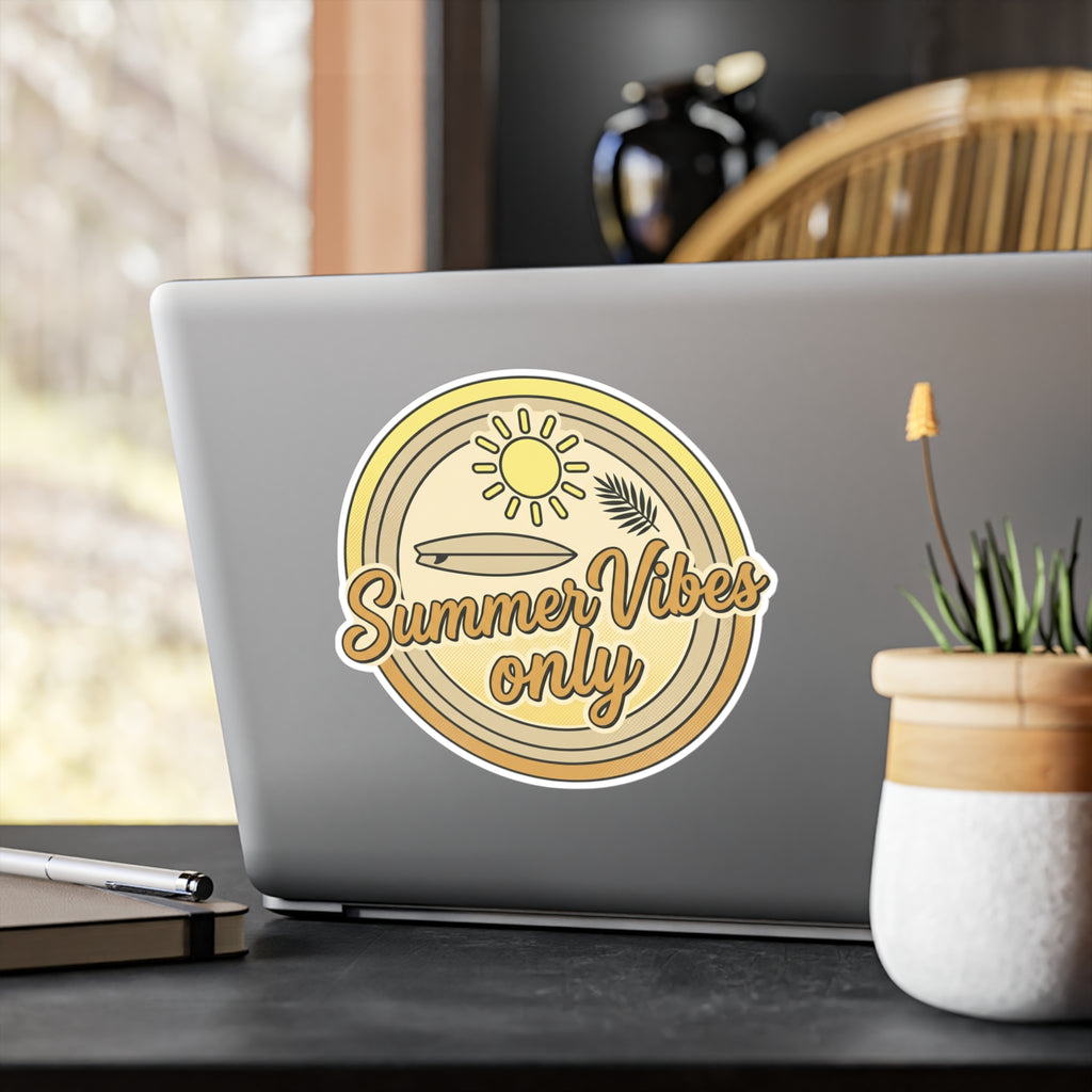 Summer Vibes Only Sticker — Retro Surfboard Vinyl Kiss-Cut