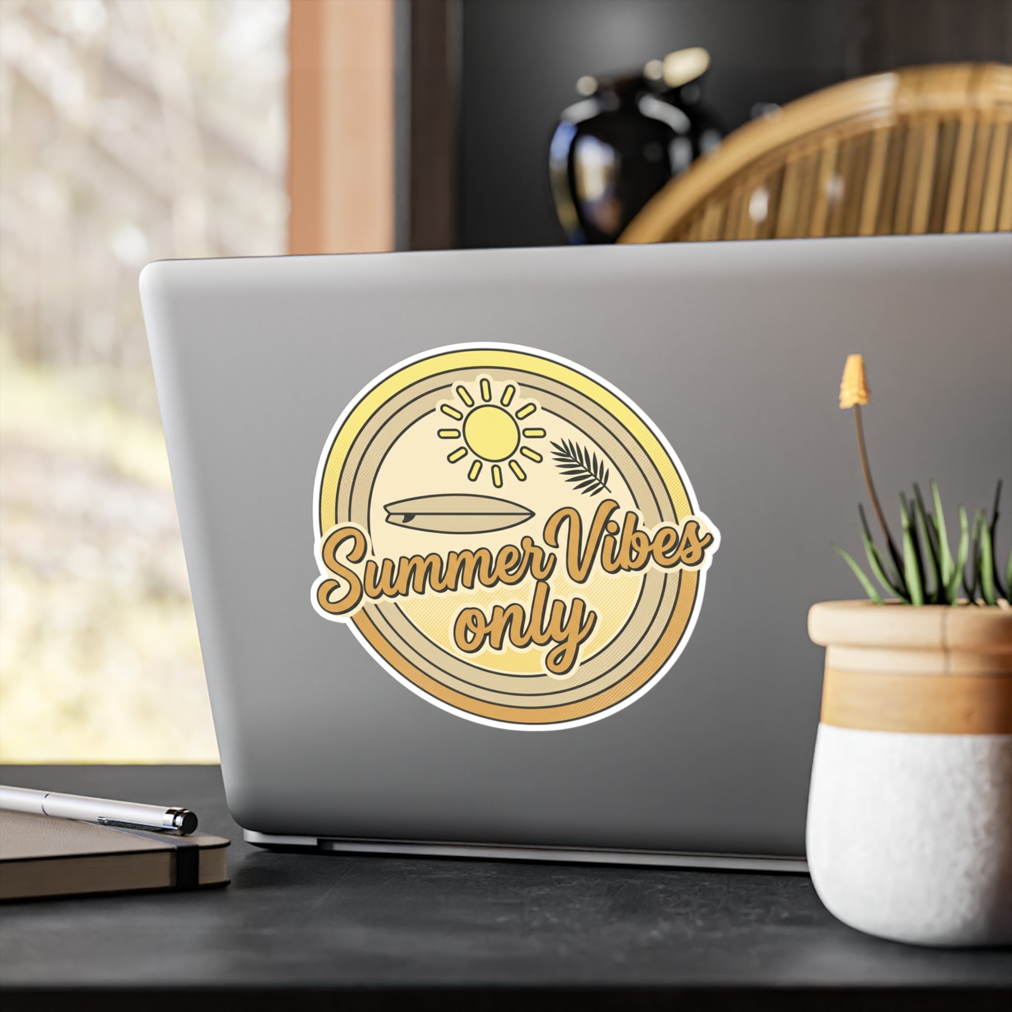 Summer Vibes Only Sticker — Retro Surfboard Vinyl Kiss-Cut