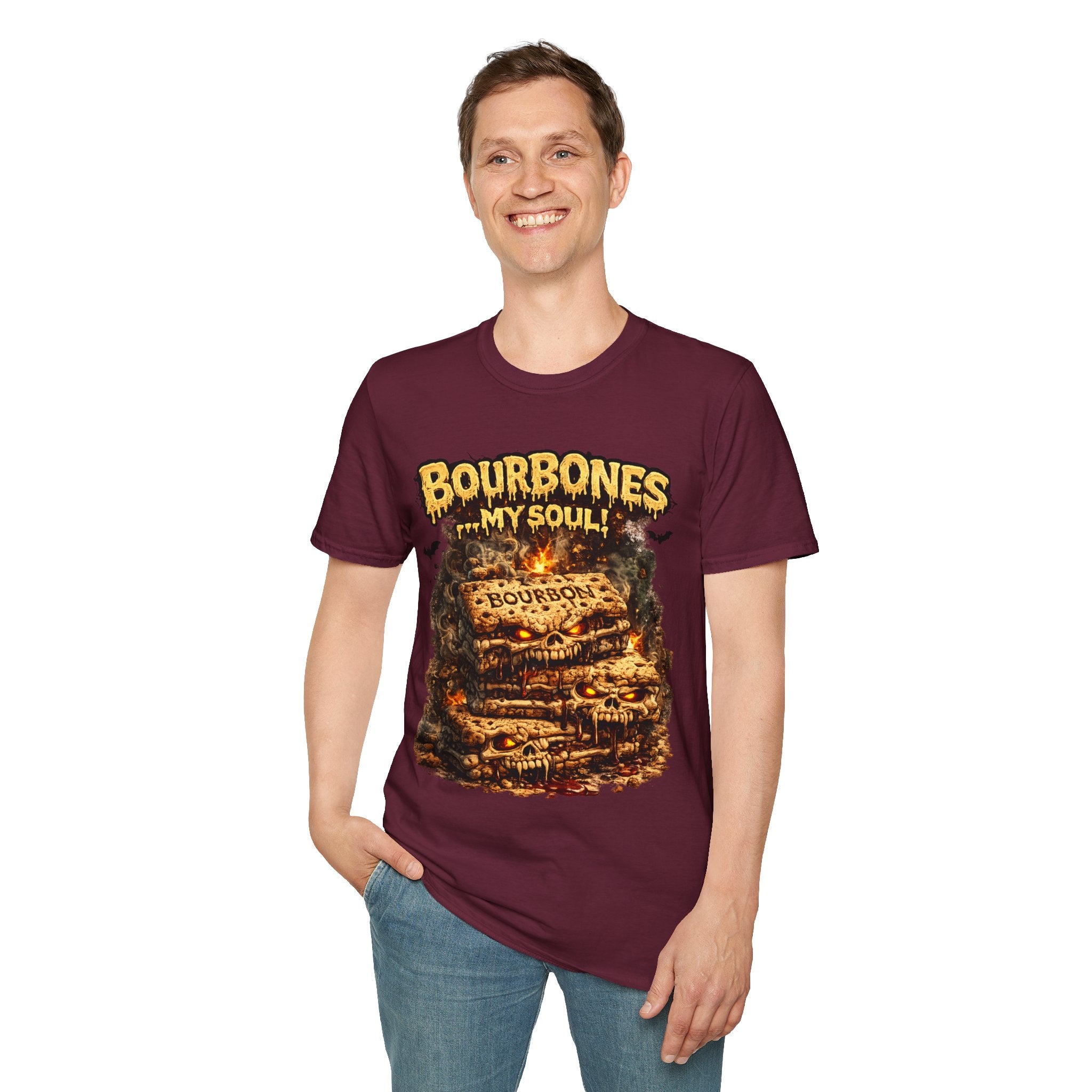 Bourbones My Soul T‑Shirt — Vintage Whiskey Skull Graphic Tee