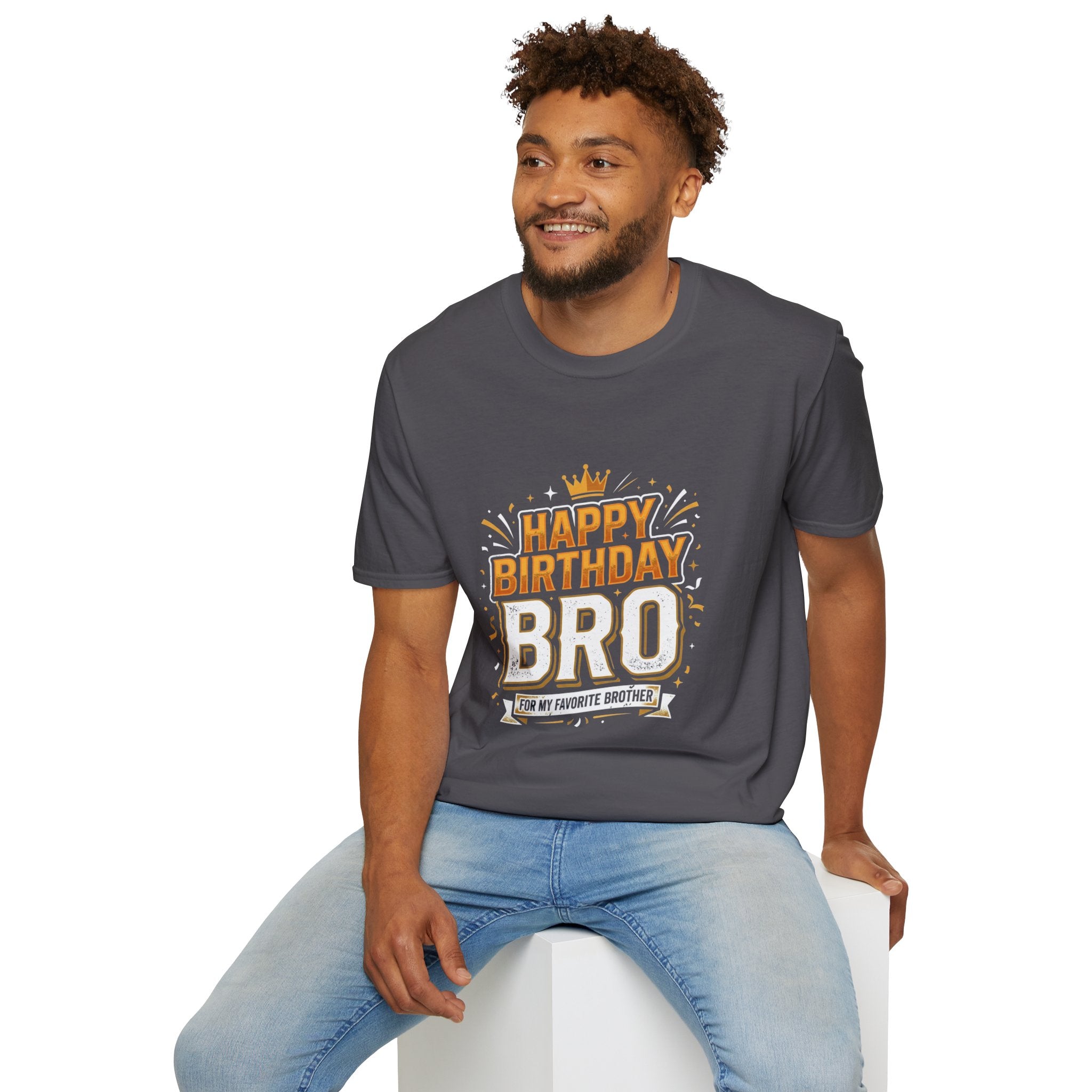 Happy Birthday Bro T-Shirt — Bold Crowned Birthday Tee for Brother