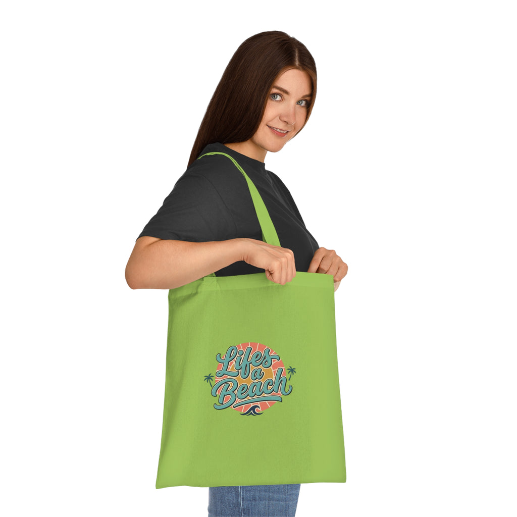 Life's a Beach Cotton Tote — Retro Surf Beach Bag with Palm Trees