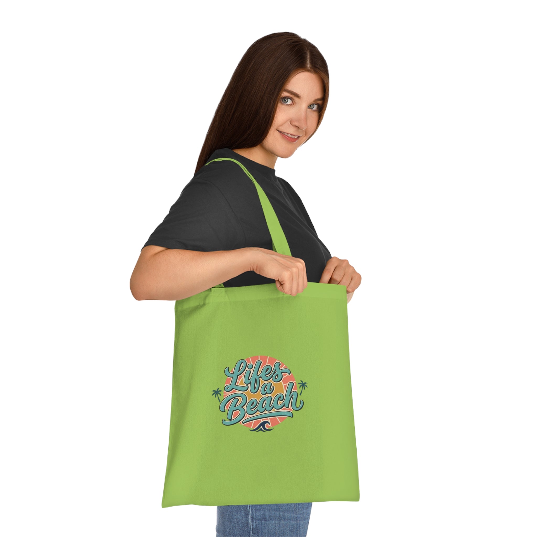 Life's a Beach Cotton Tote — Retro Surf Beach Bag with Palm Trees