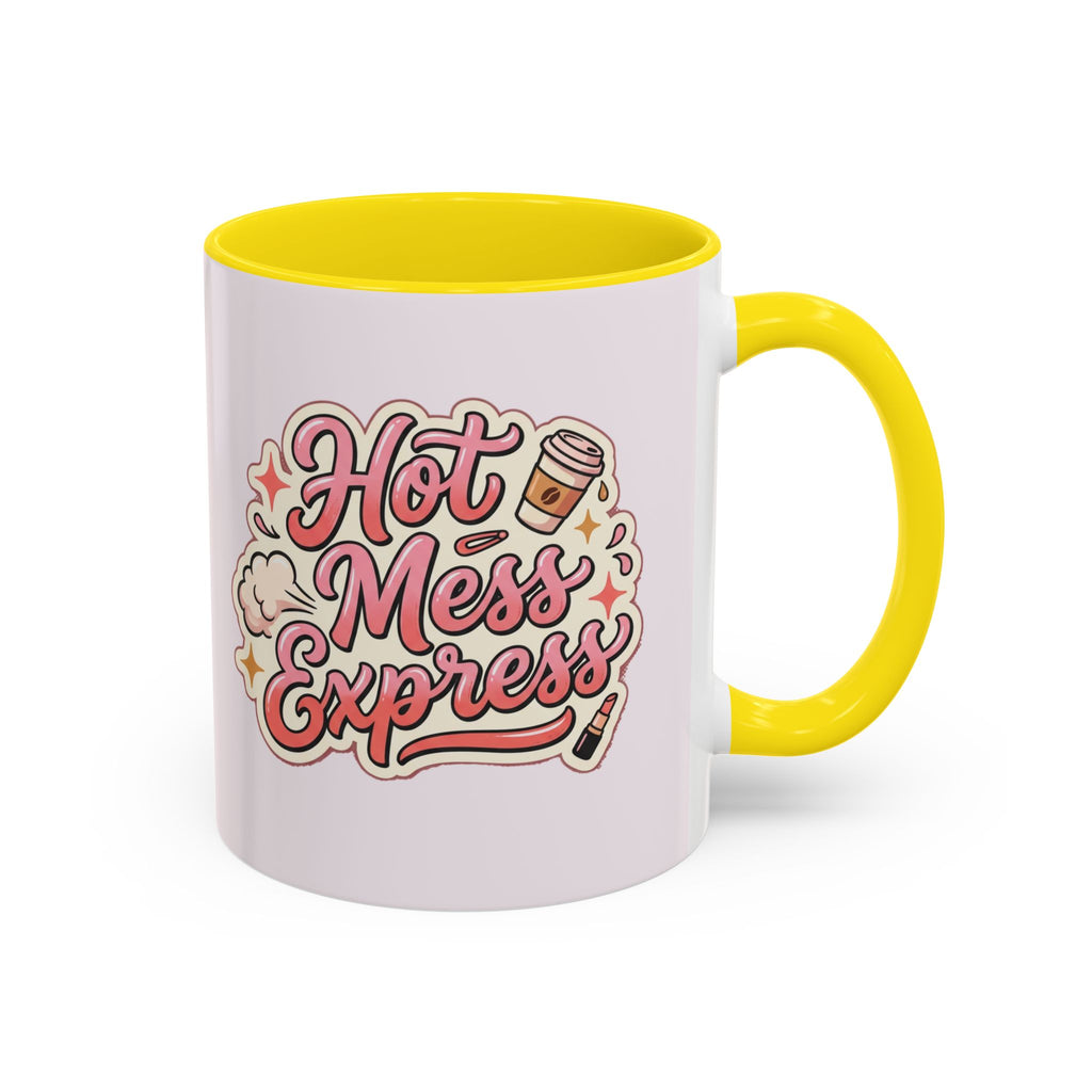 Hot Mess Express Coffee Mug — Funny Pink Accent Mug for Coffee Lovers