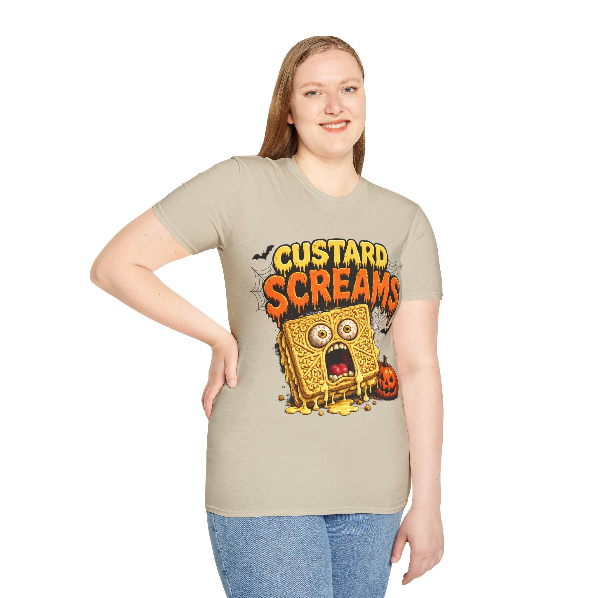 Custard Screams Halloween T-Shirt — Spooky Dessert Graphic Tee