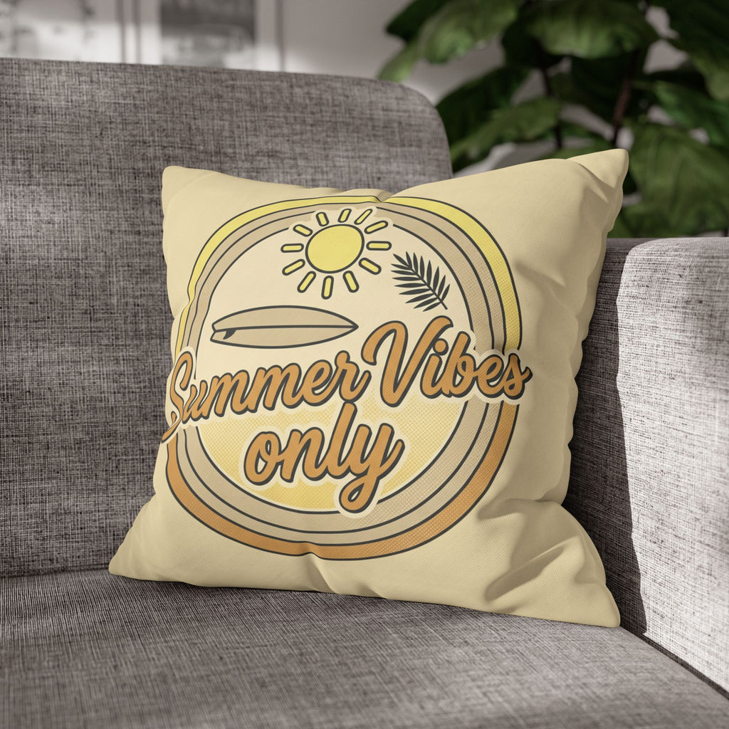 Summer Vibes Only Pillowcase — Retro Surf Beach Decorative Throw Pillow