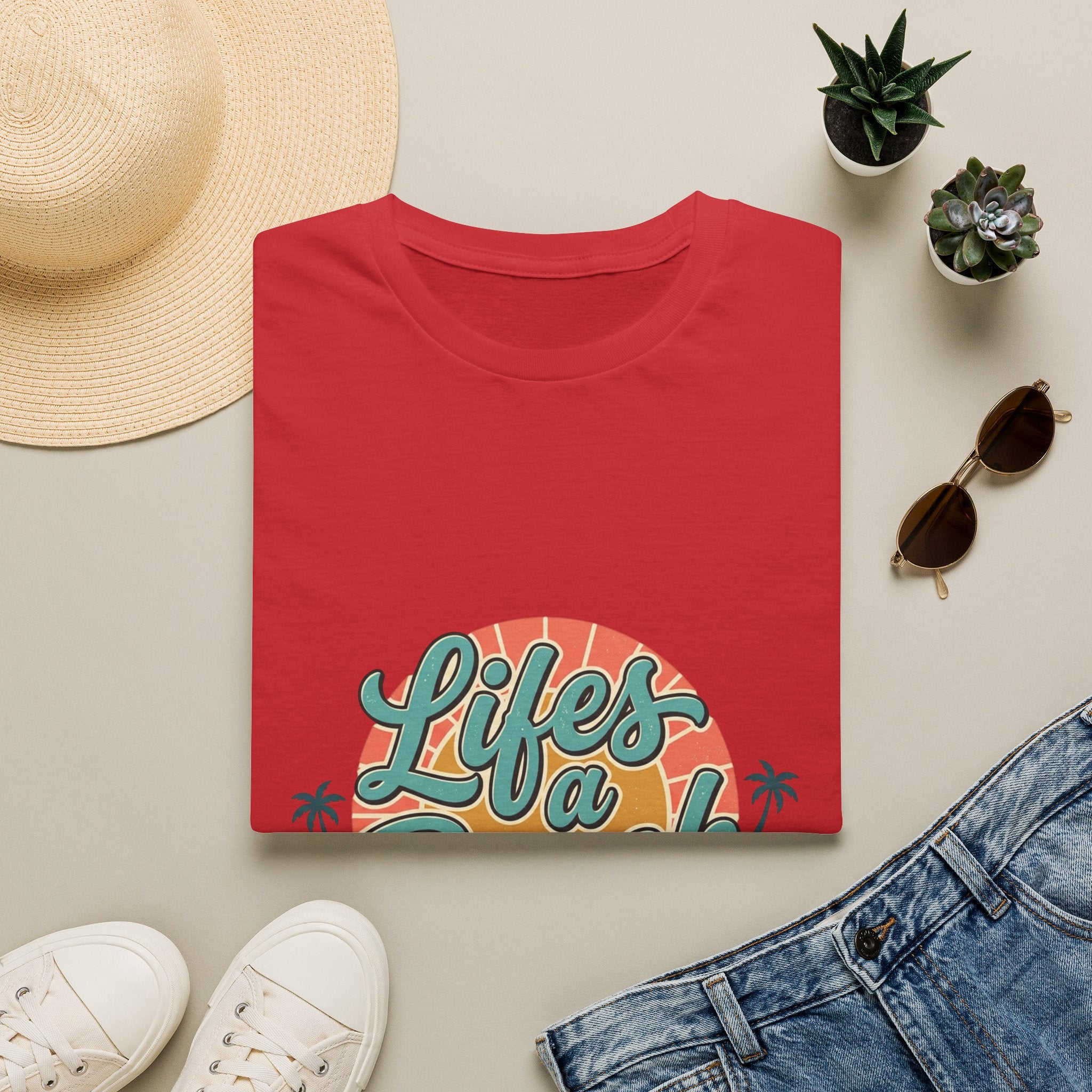 Life's a Beach T-Shirt — Retro Palm Sunset Summer Tee