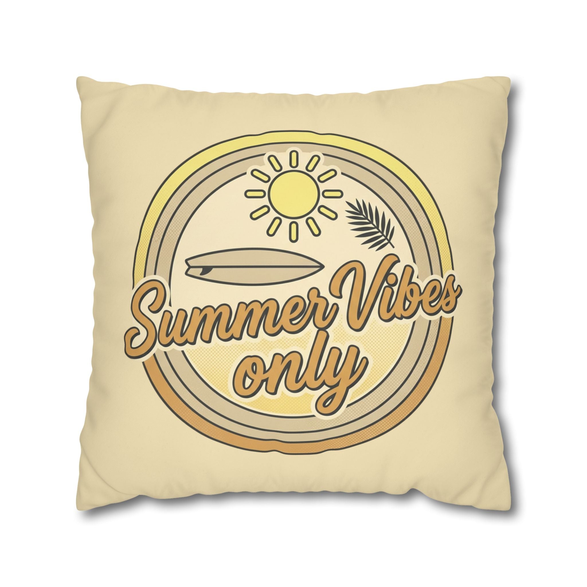 Summer Vibes Only Pillowcase — Retro Surf Beach Decorative Throw Pillow