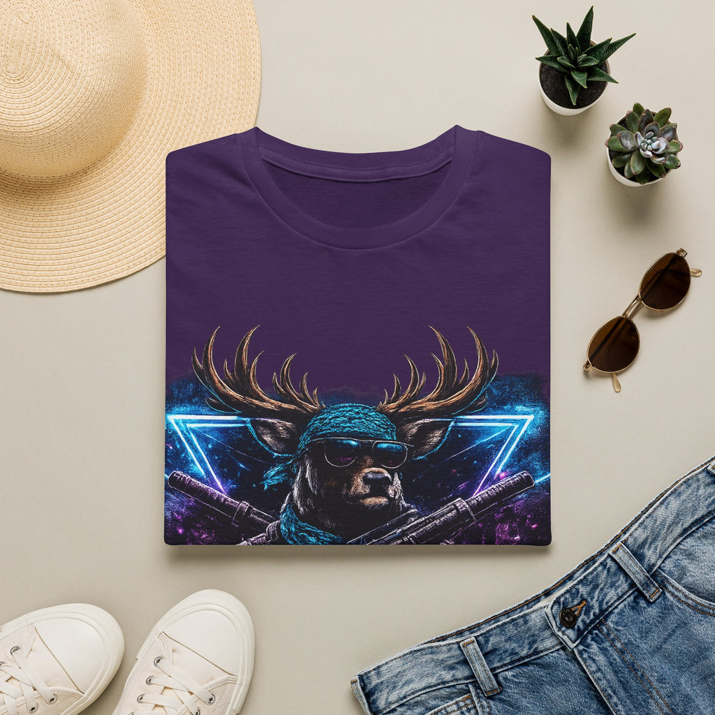 Deer Rambo Graphic T-Shirt — Neon Retro Buck Hunting Tee