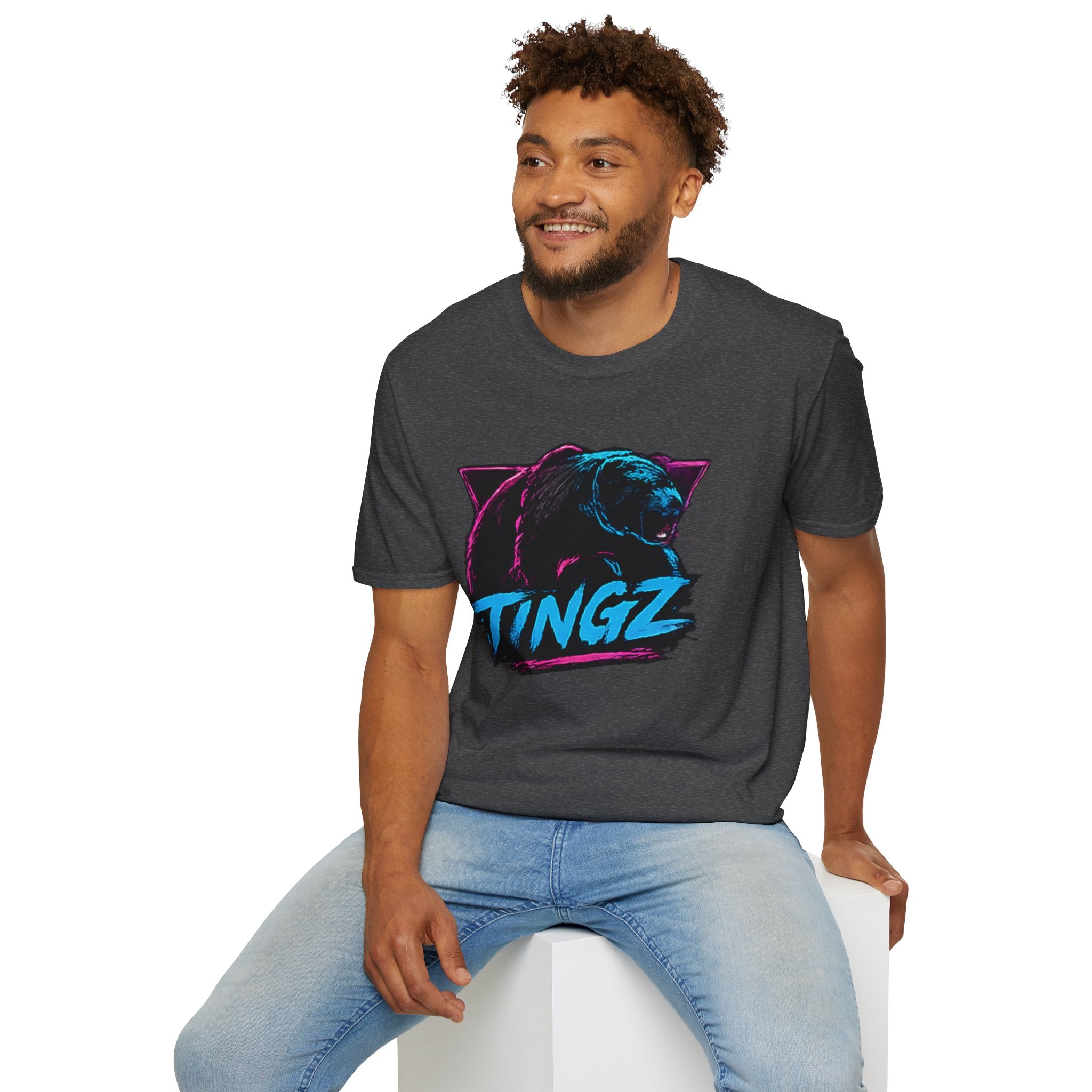 Bear TINGZ Graphic T-Shirt —  Retro Neon Crew Tee