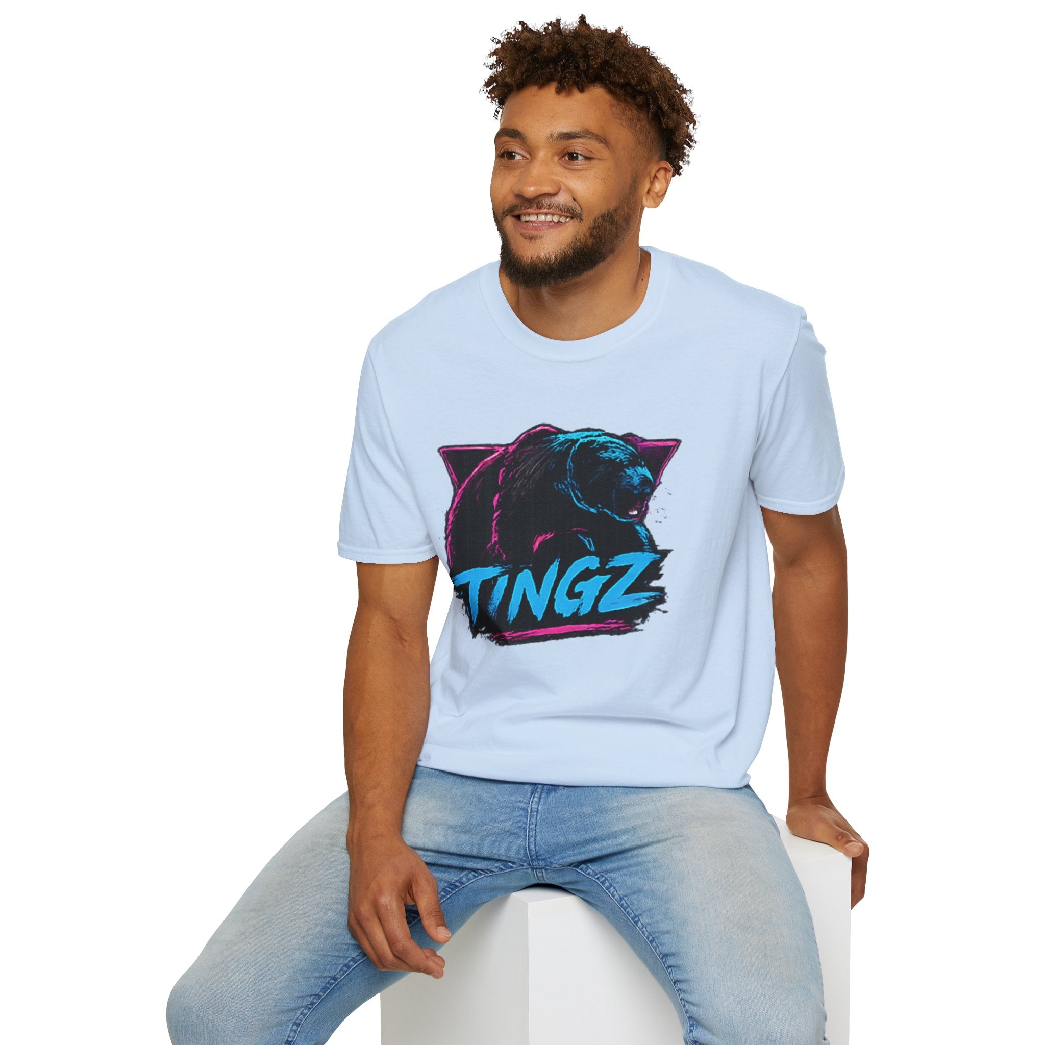 Bear TINGZ Graphic T-Shirt —  Retro Neon Crew Tee