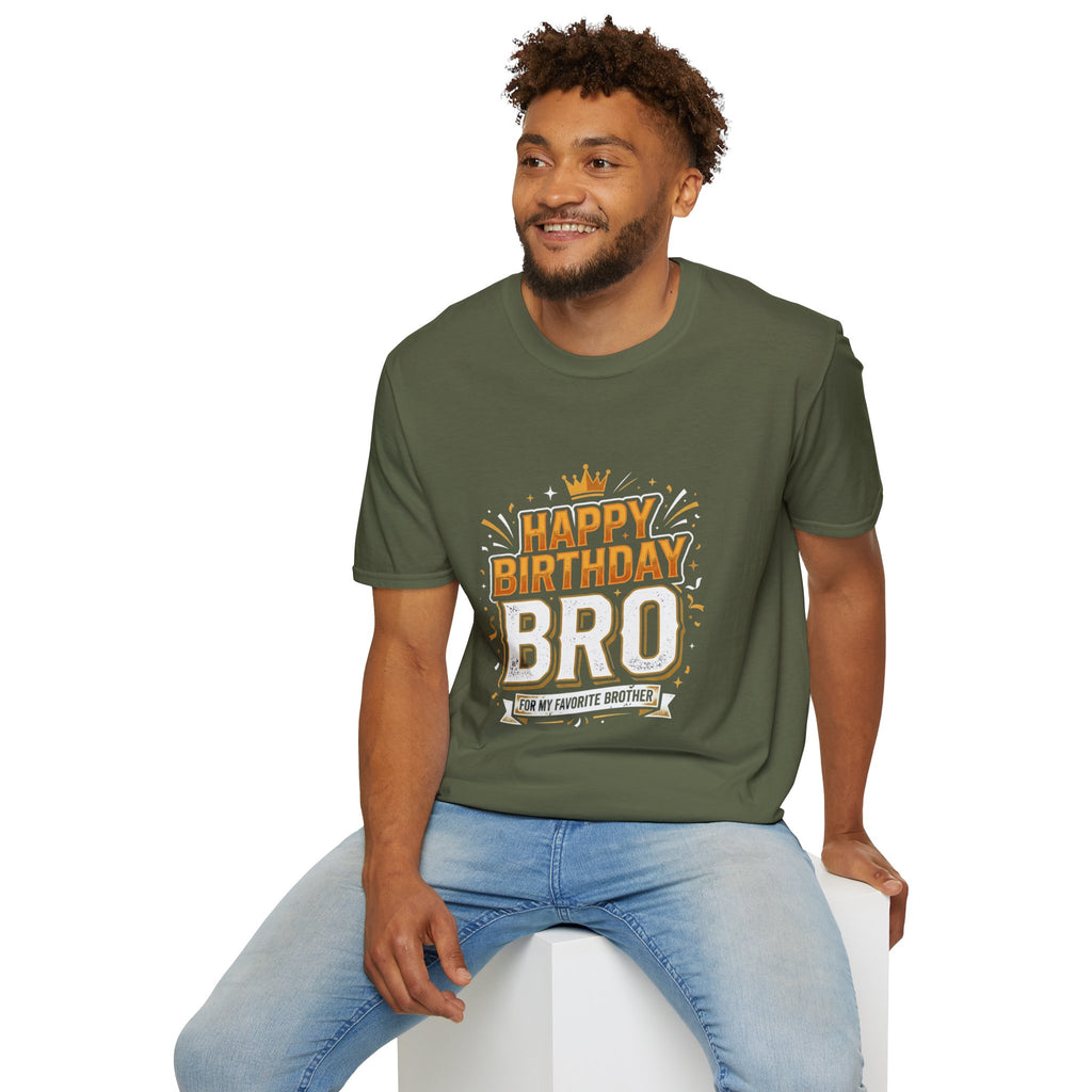 Happy Birthday Bro T-Shirt — Bold Crowned Birthday Tee for Brother
