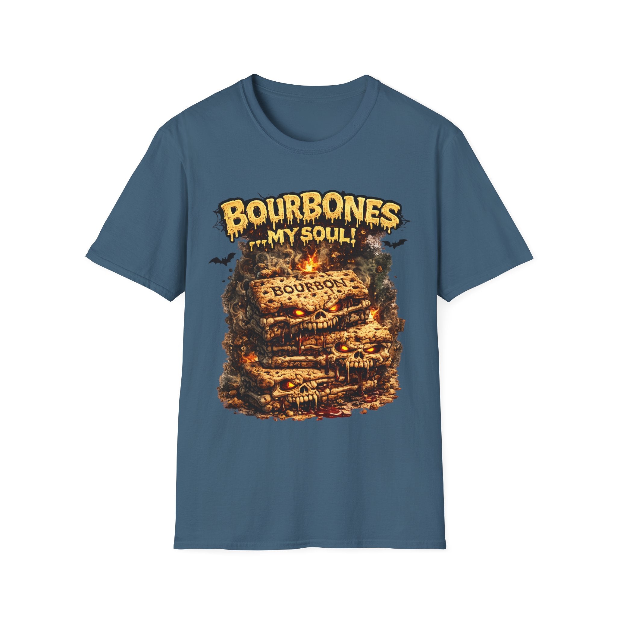 Bourbones My Soul T‑Shirt — Vintage Whiskey Skull Graphic Tee