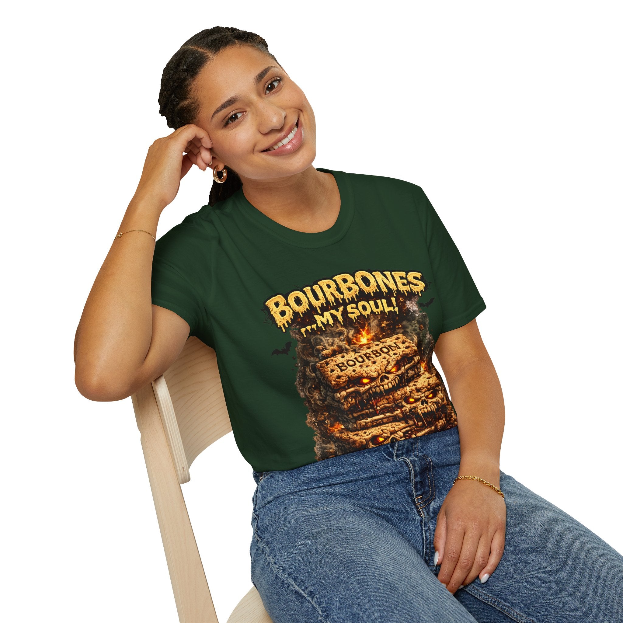 Bourbones My Soul T‑Shirt — Vintage Whiskey Skull Graphic Tee