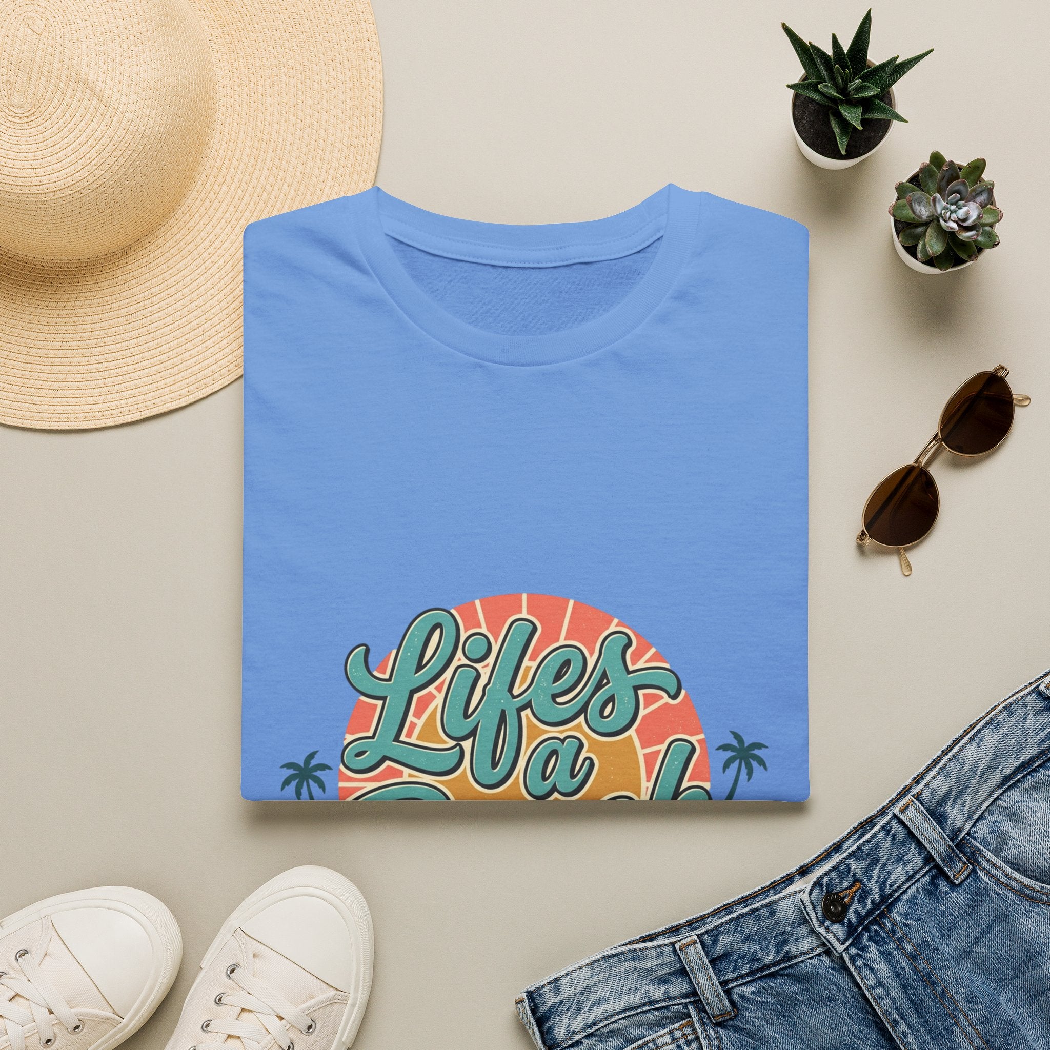 Life's a Beach T-Shirt — Retro Palm Sunset Summer Tee