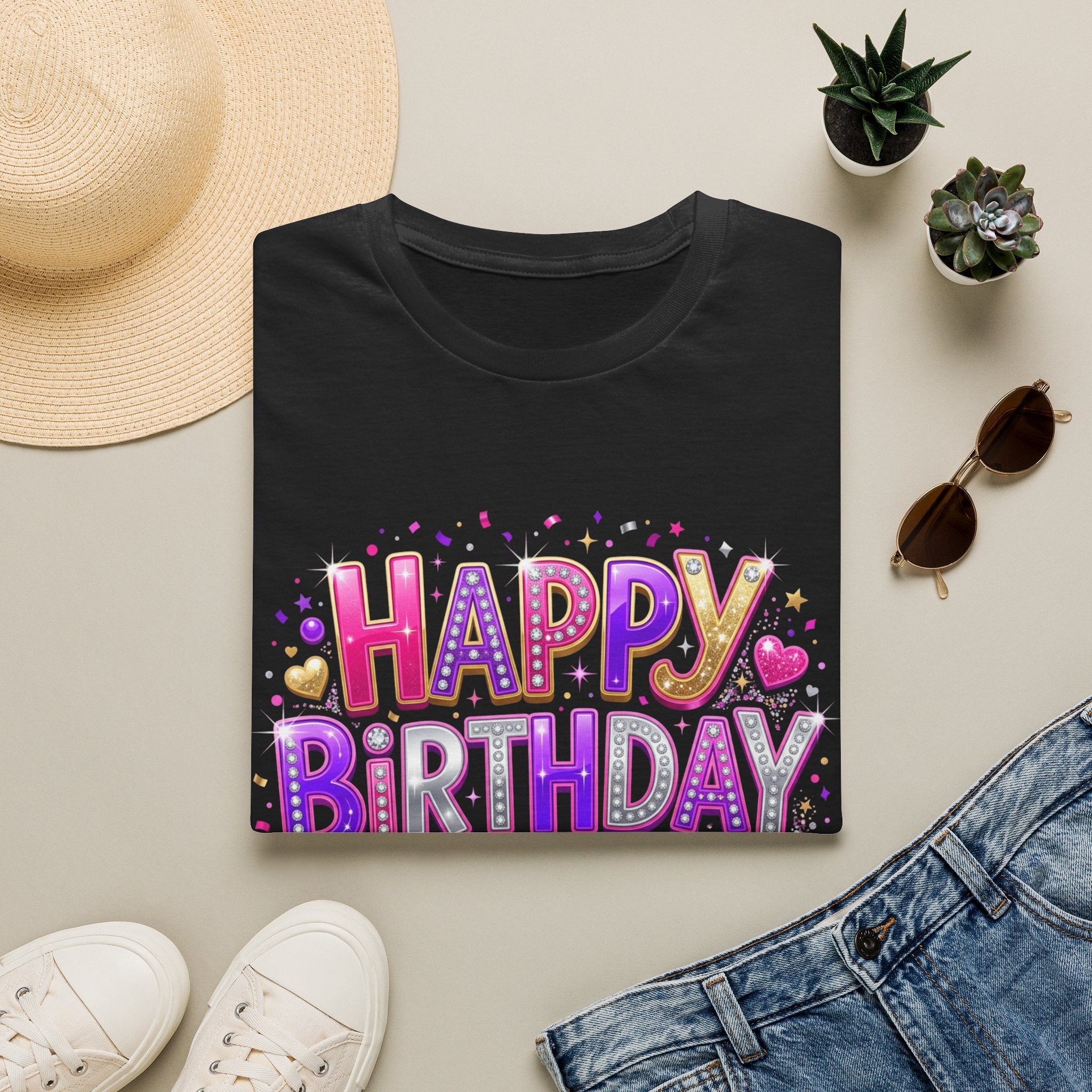 Happy Birthday Girl T-Shirt — Colorful Confetti Party Tee