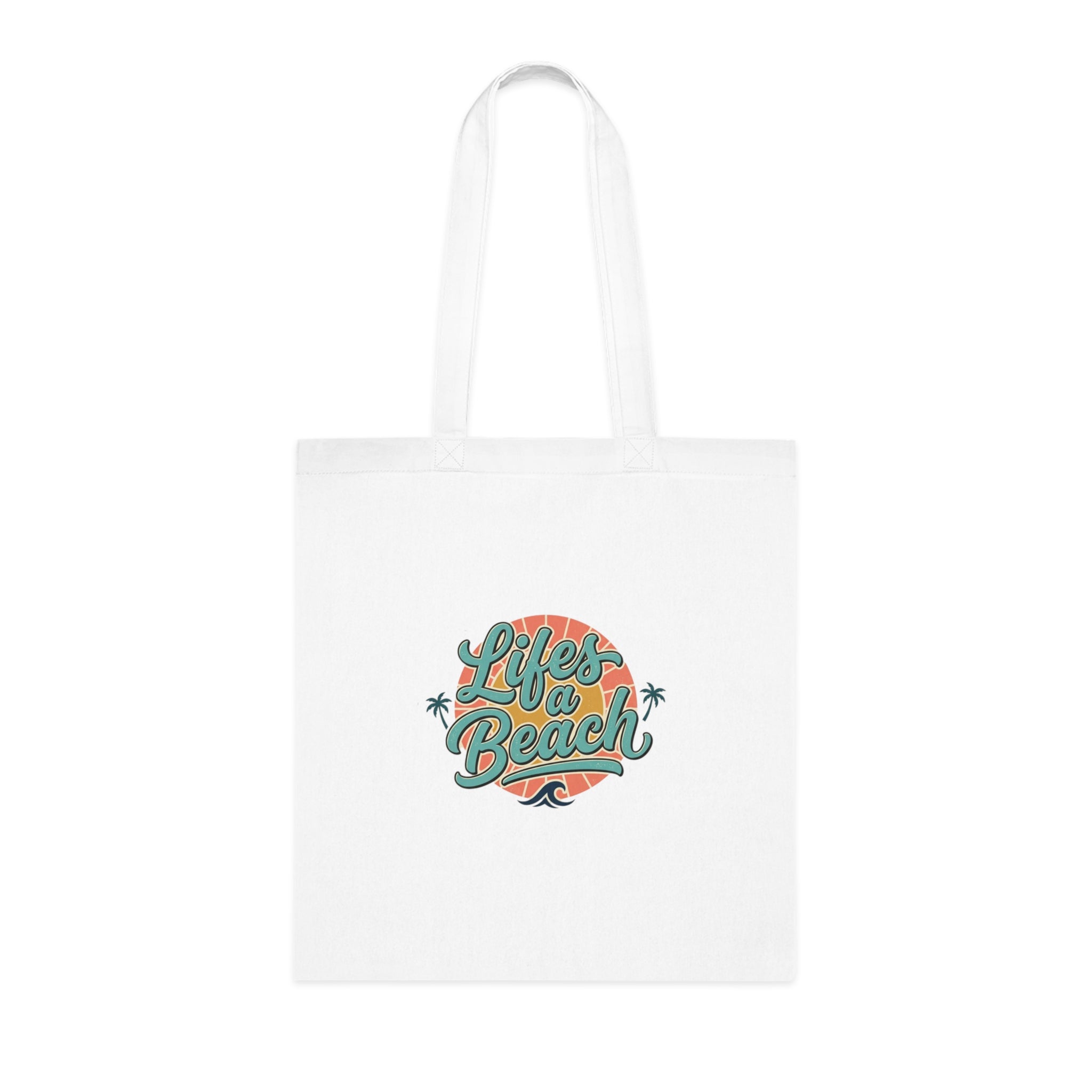 Life's a Beach Cotton Tote — Retro Surf Beach Bag with Palm Trees
