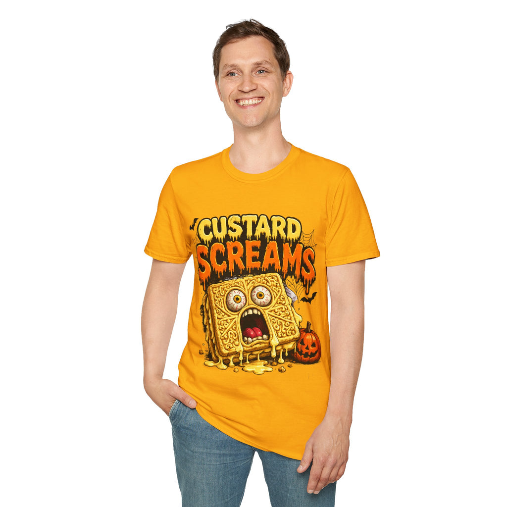 Custard Screams Halloween T-Shirt — Spooky Dessert Graphic Tee