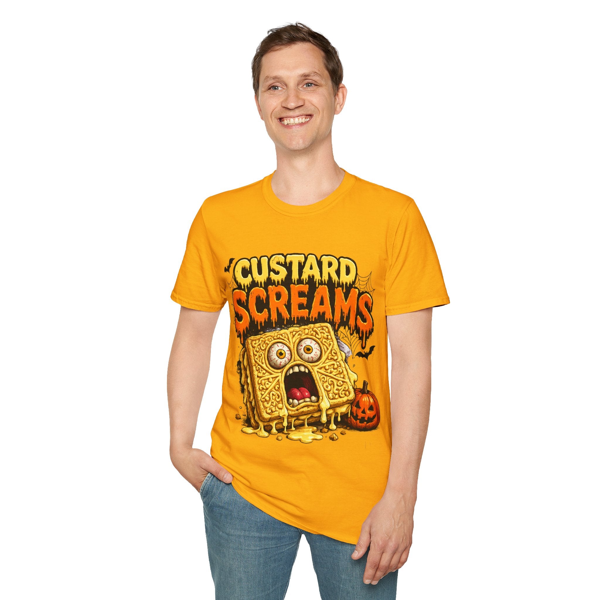 Custard Screams Halloween T-Shirt — Spooky Dessert Graphic Tee
