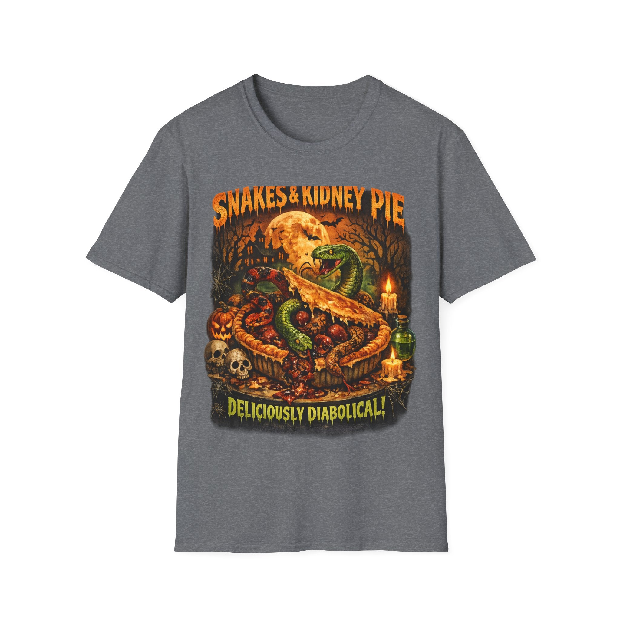 Snakes & Kidney Pie Tee — Spooky Retro Halloween Graphic T-Shirt