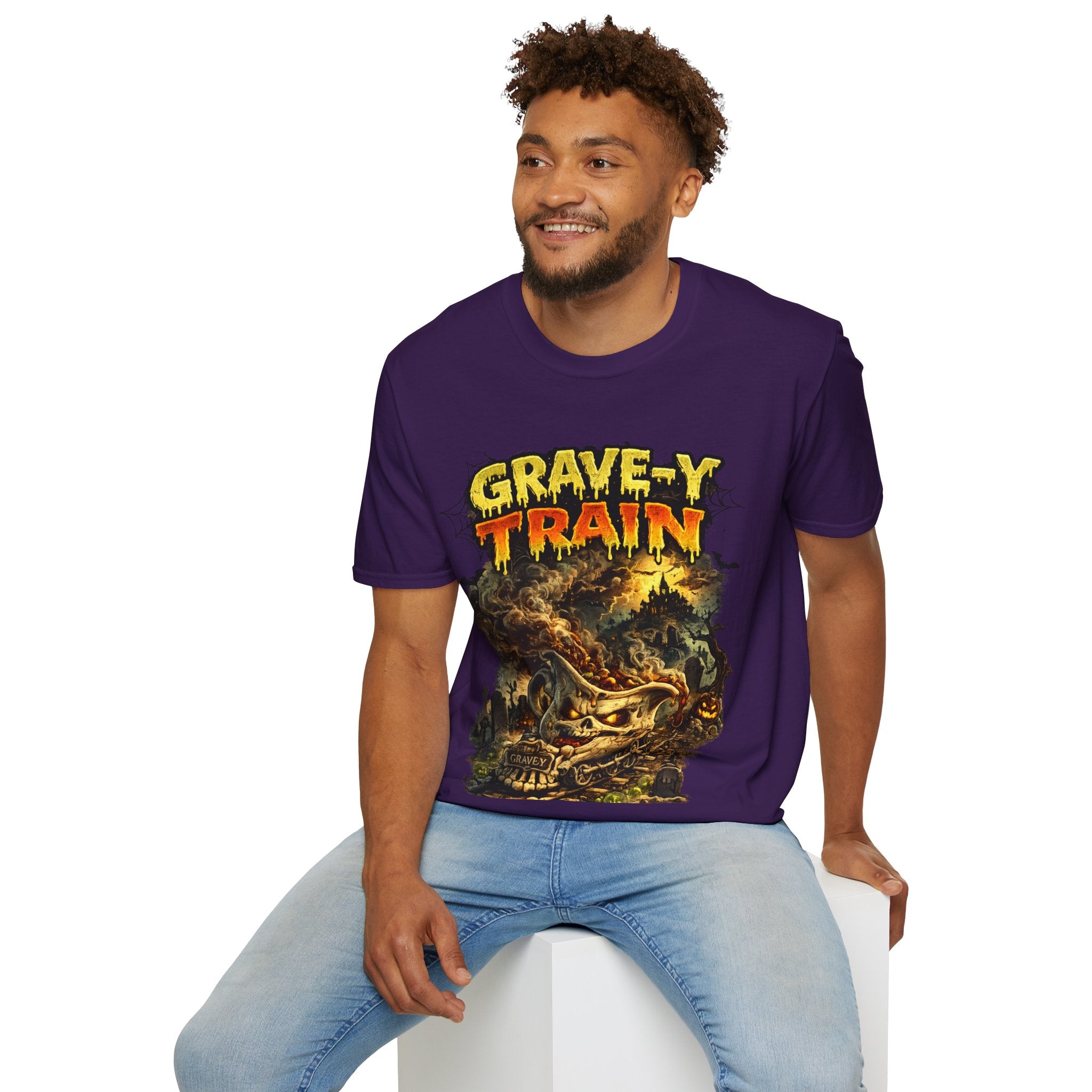 Grave-Y Train T-Shirt — Retro Horror Skull Graphic Tee