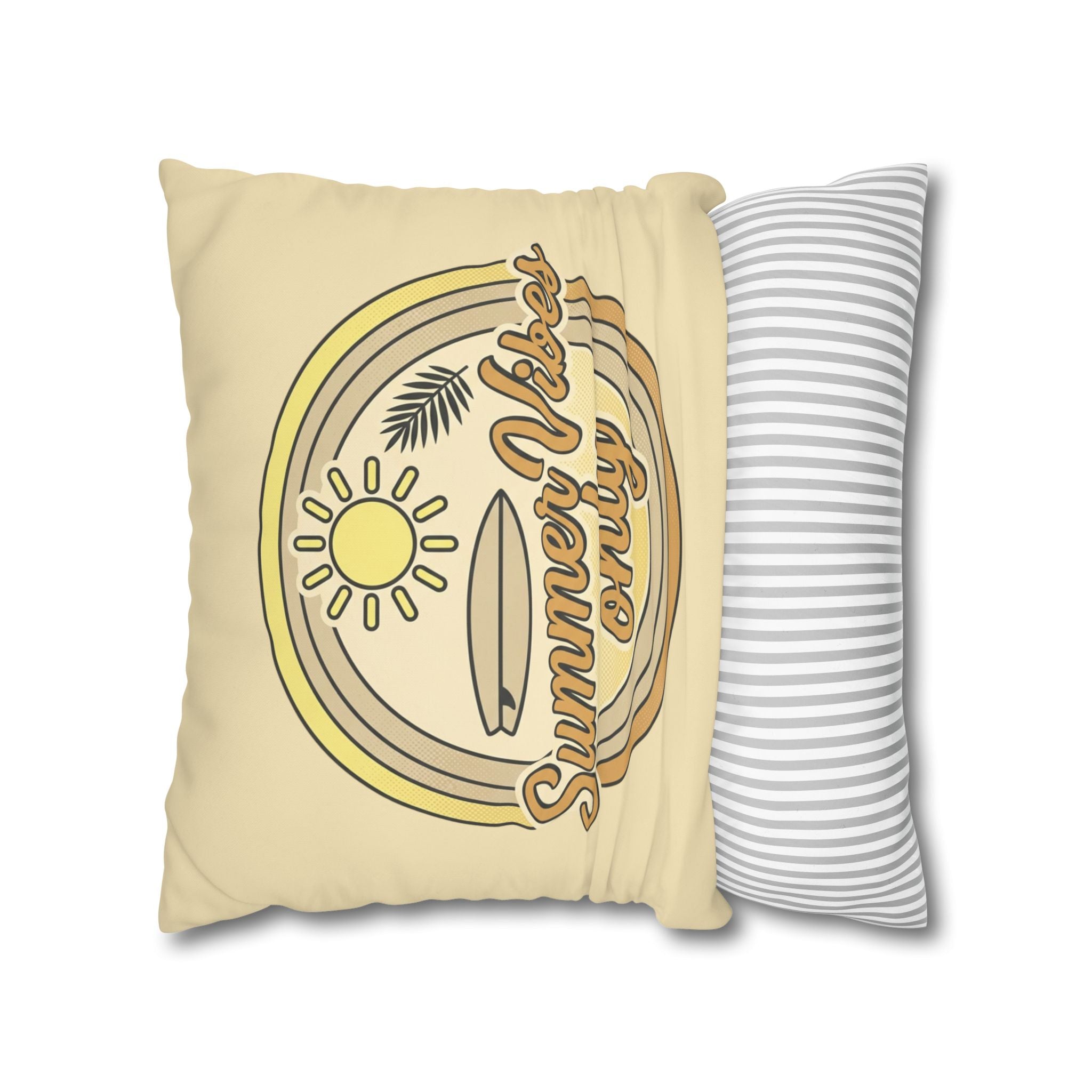 Summer Vibes Only Pillowcase — Retro Surf Beach Decorative Throw Pillow