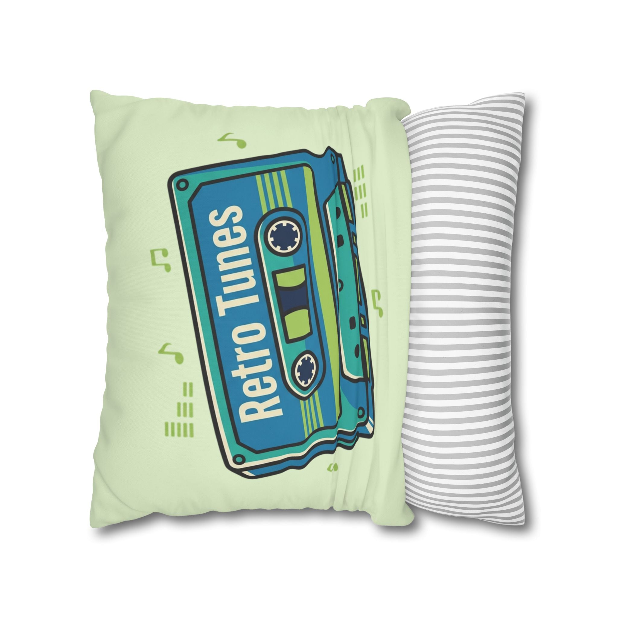 Retro Tunes Cassette Pillowcase — Square Poly Canvas Decorative Throw Pillow
