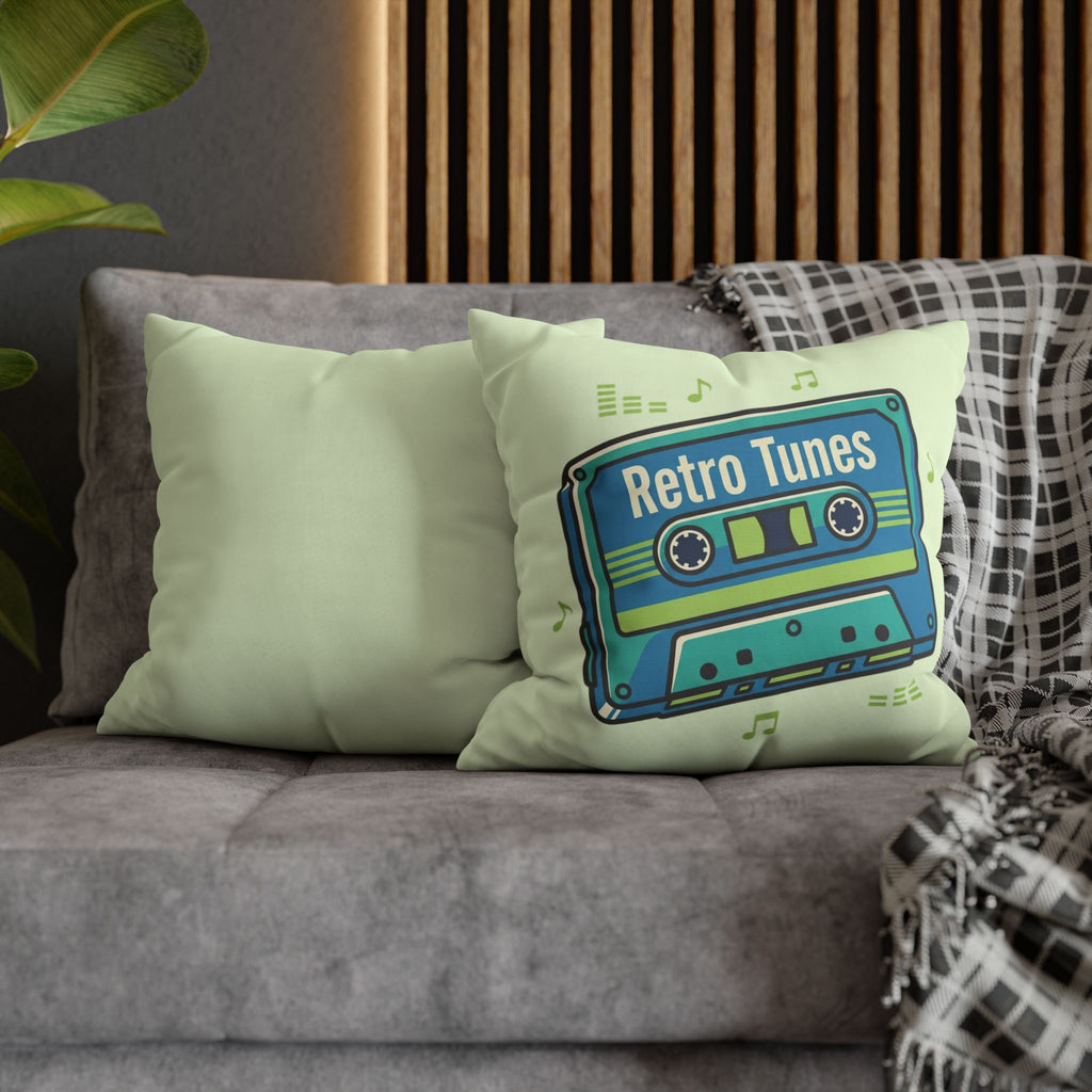 Retro Tunes Cassette Pillowcase — Square Poly Canvas Decorative Throw Pillow