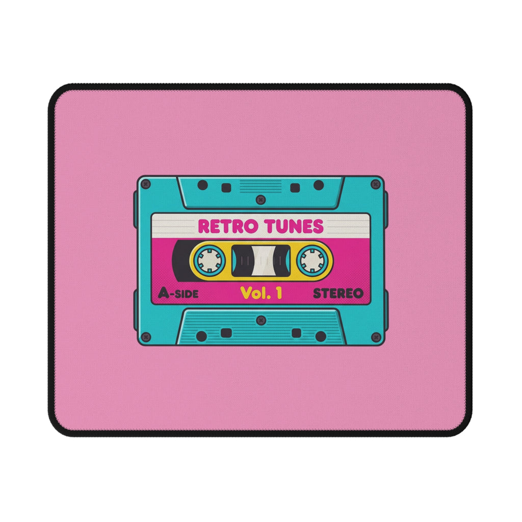 Pink  Retro Cassette Tape Non-Slip Gaming Mouse Pad | Vintage 80s Music Desk Mat