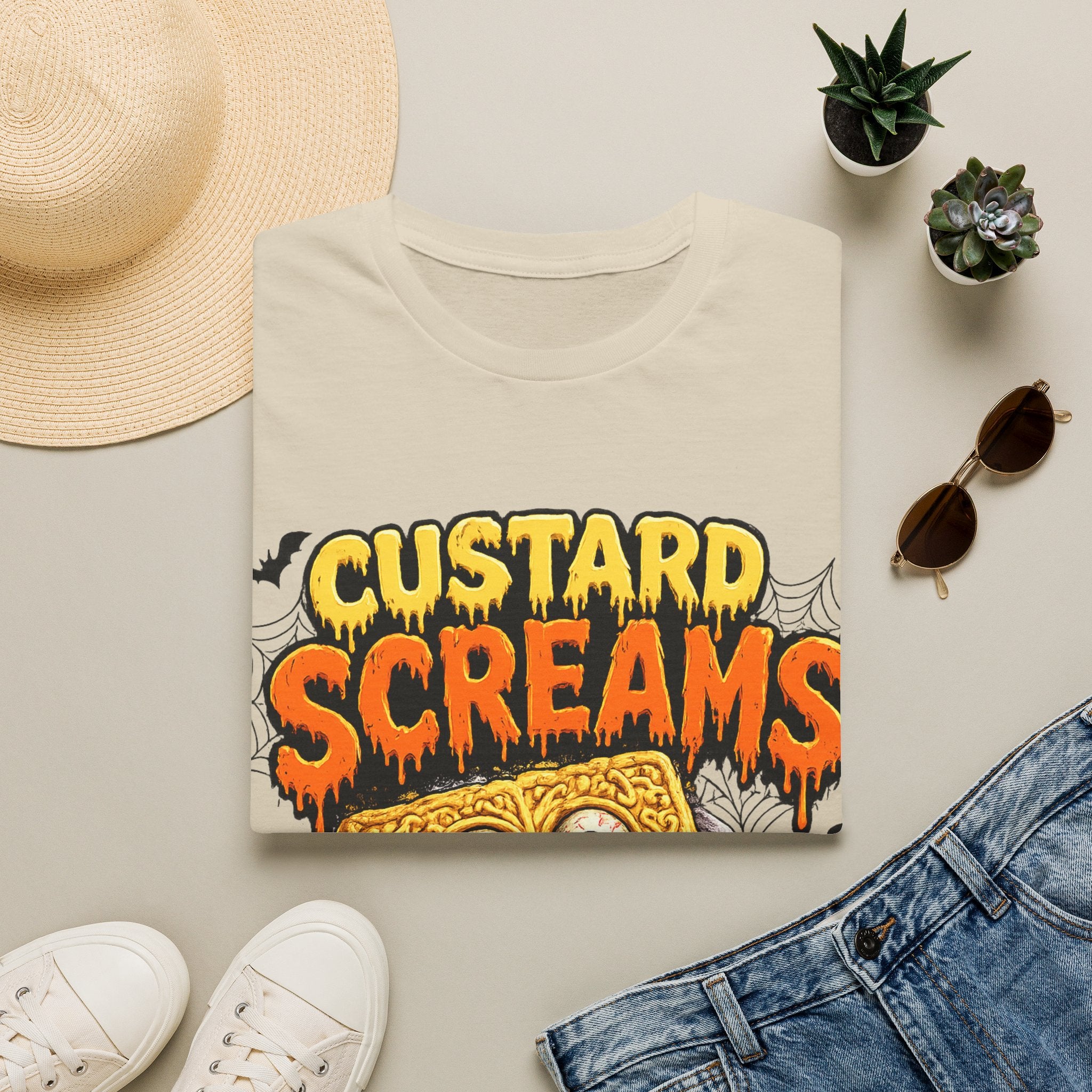 Custard Screams Halloween T-Shirt — Spooky Dessert Graphic Tee