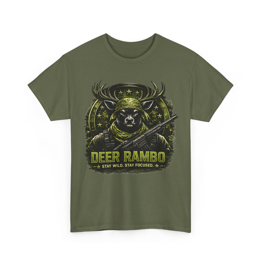 Deer Rambo Camo T-Shirt Hunter Gift | Woodland Deer Shirt | Military Style Tee | Unisex Shirt