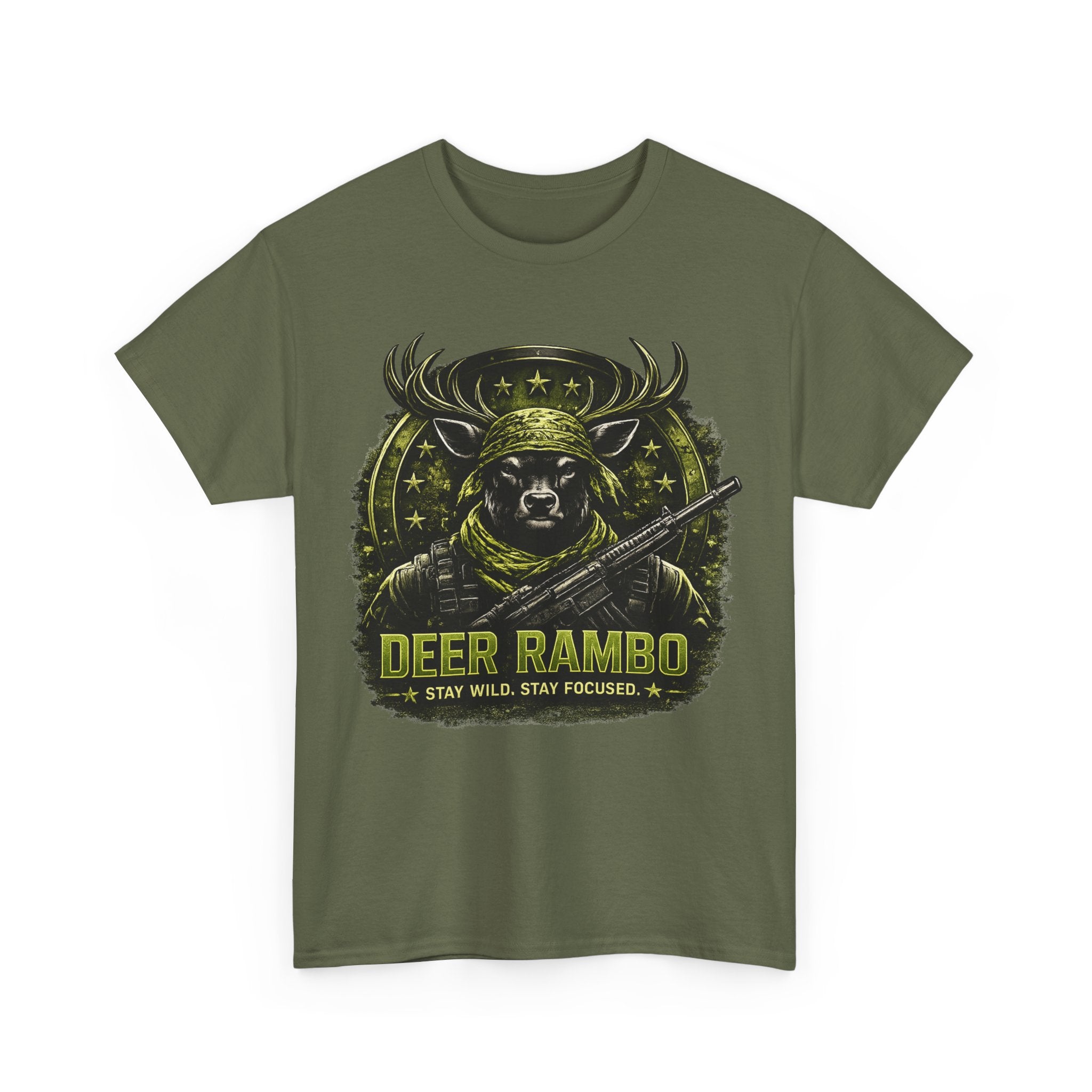 Deer Rambo Camo T-Shirt Hunter Gift | Woodland Deer Shirt | Military Style Tee | Unisex Shirt
