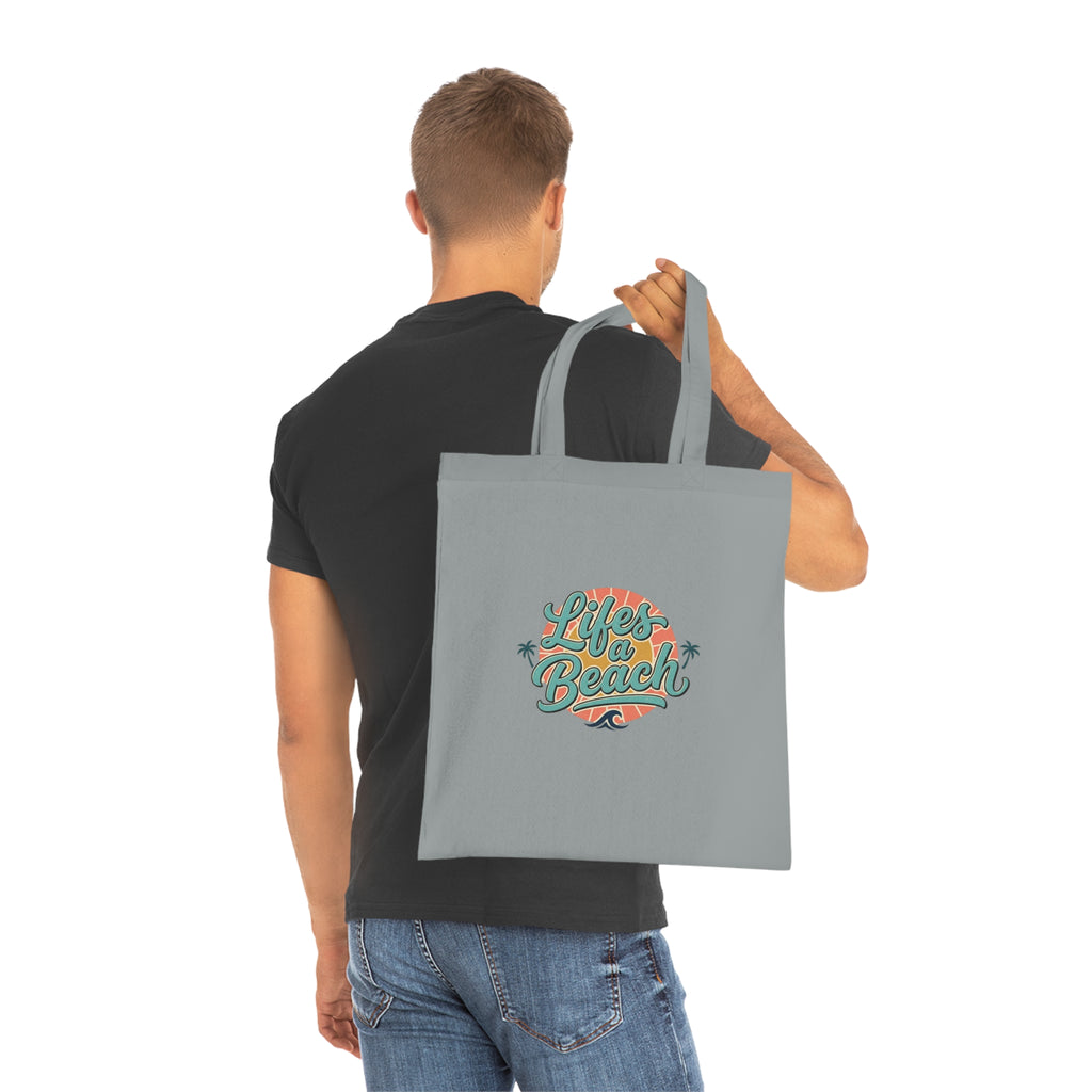 Life's a Beach Cotton Tote — Retro Surf Beach Bag with Palm Trees