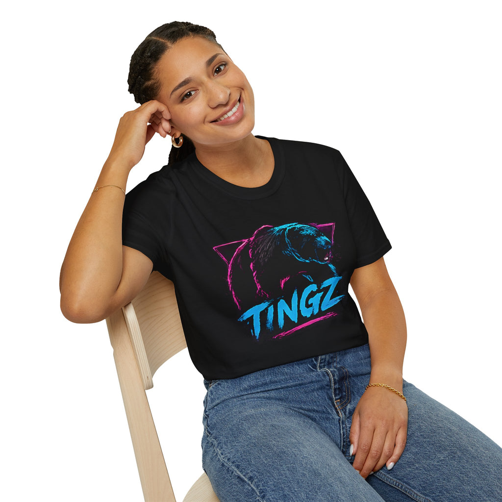 Bear TINGZ Graphic T-Shirt —  Retro Neon Crew Tee