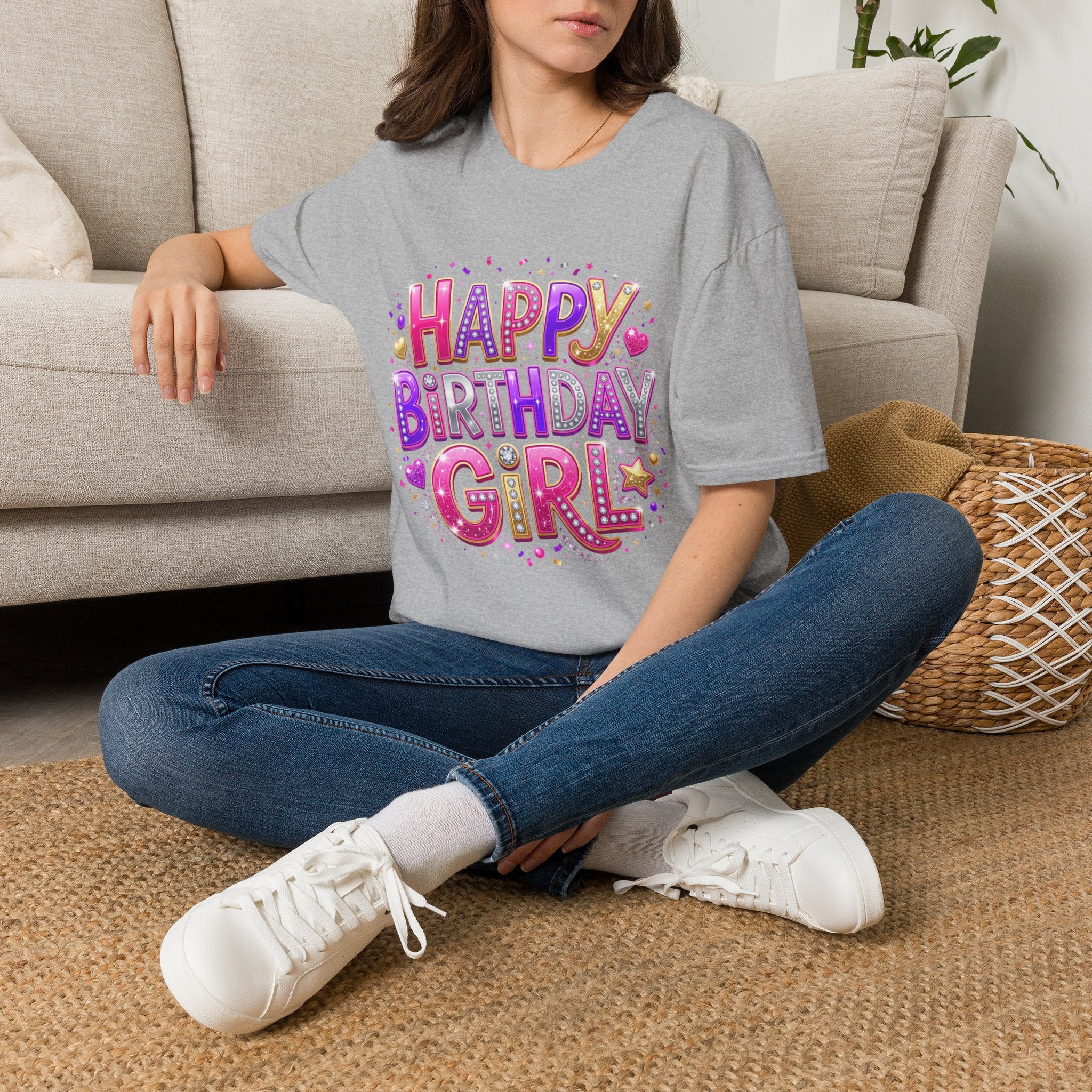 Happy Birthday Girl T-Shirt — Colorful Confetti Party Tee