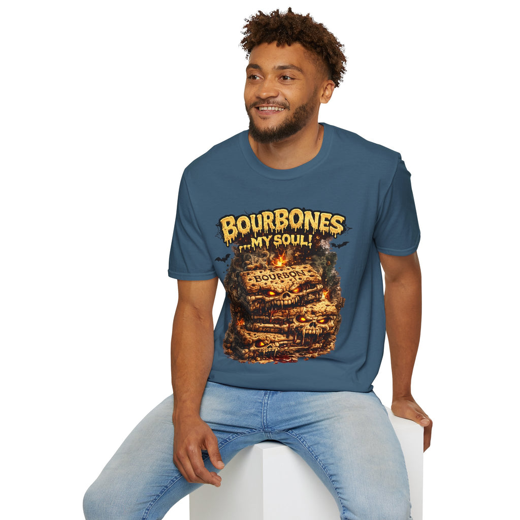 Bourbones My Soul T‑Shirt — Vintage Whiskey Skull Graphic Tee