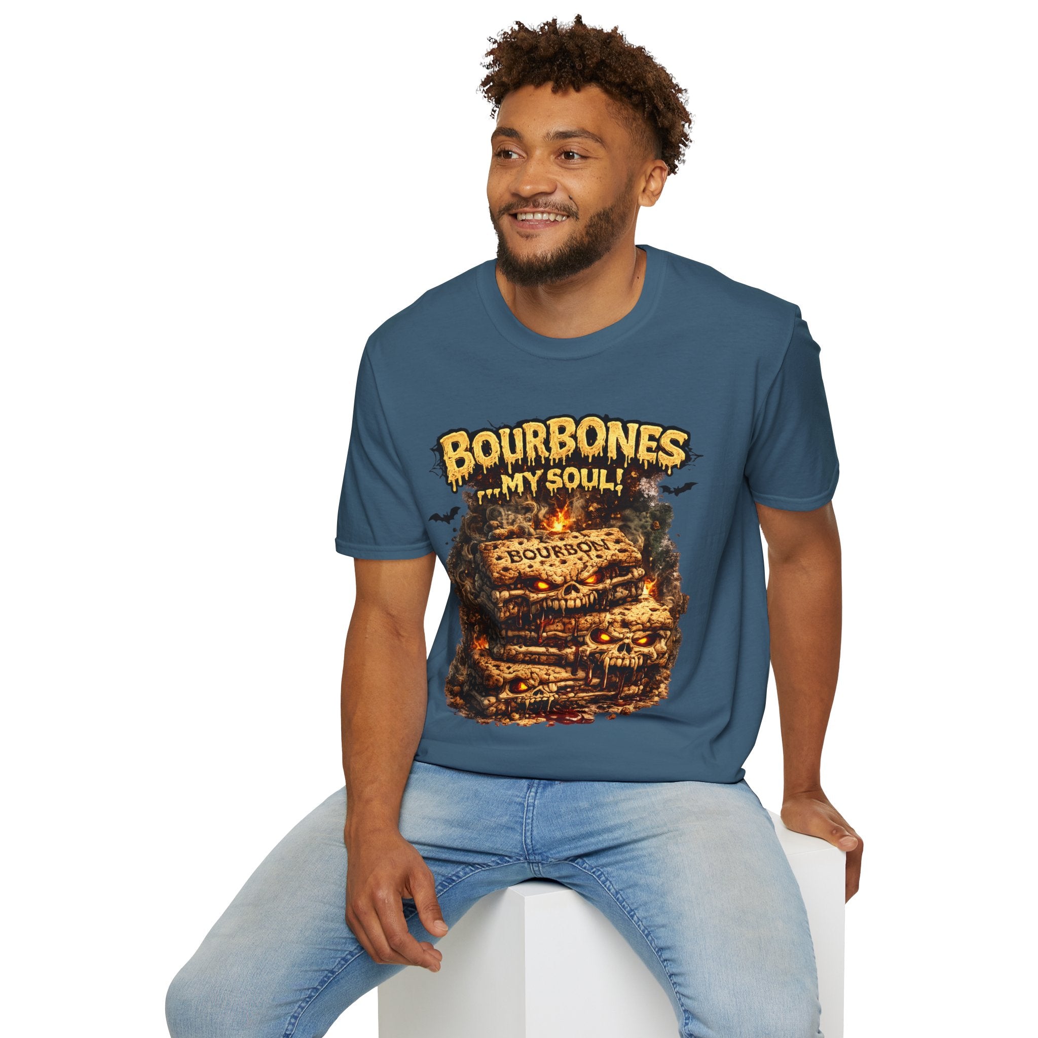 Bourbones My Soul T‑Shirt — Vintage Whiskey Skull Graphic Tee