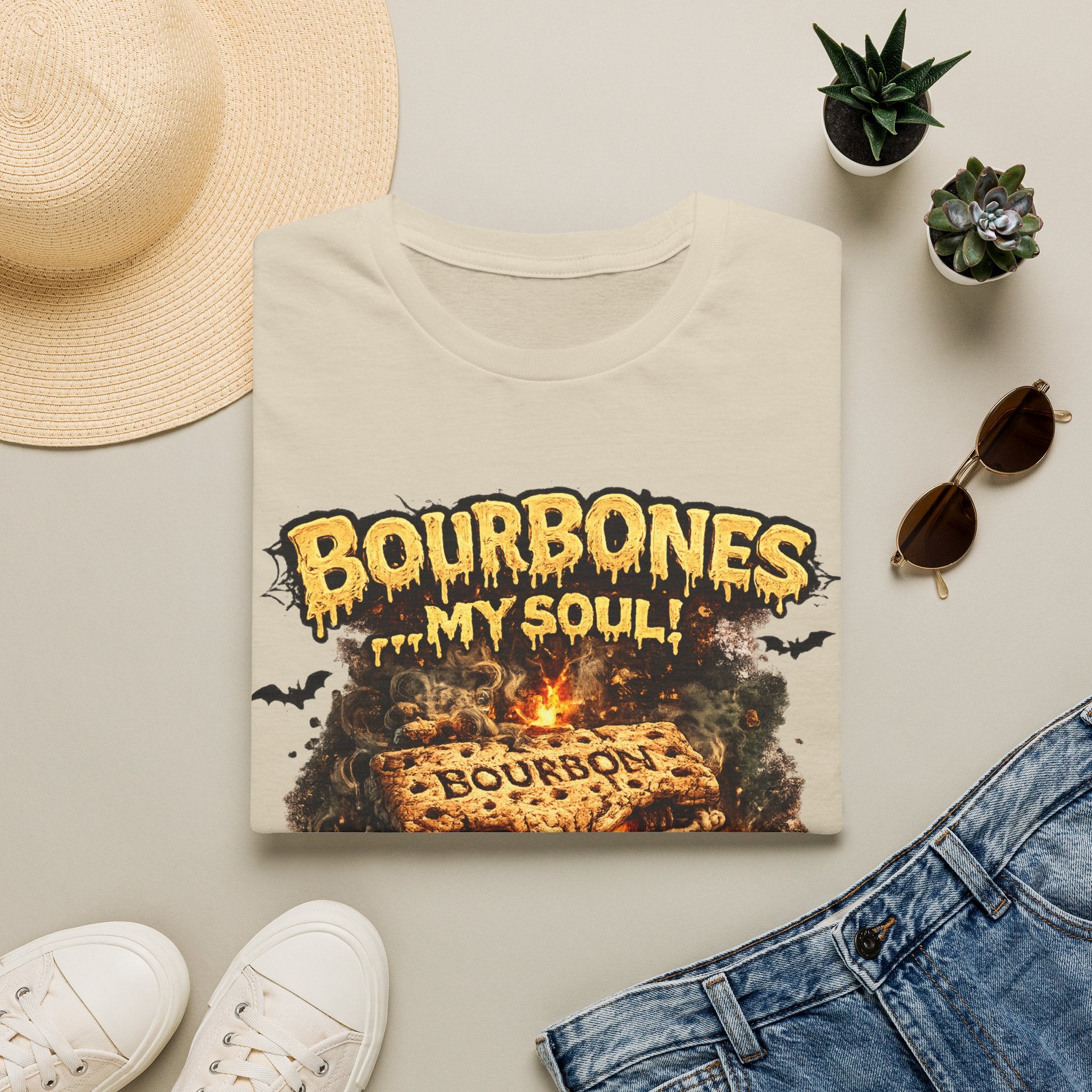 Bourbones My Soul T‑Shirt — Vintage Whiskey Skull Graphic Tee