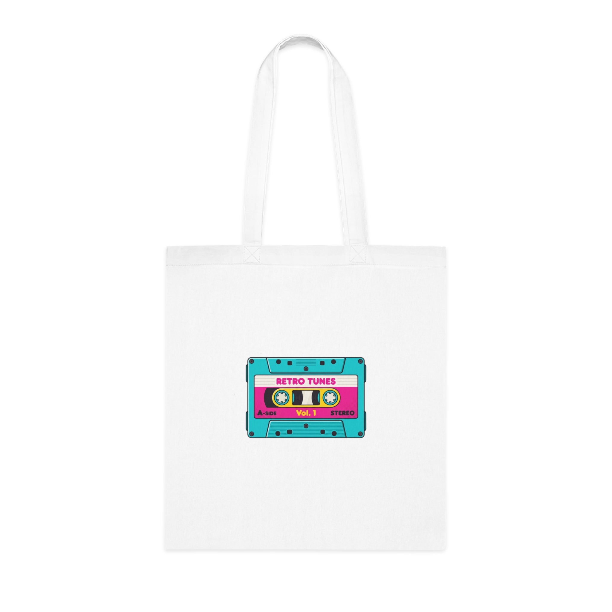 Retro Cassette Tote Bag — 'Retro Tunes' Cotton Grocery & Music Festival Tote
