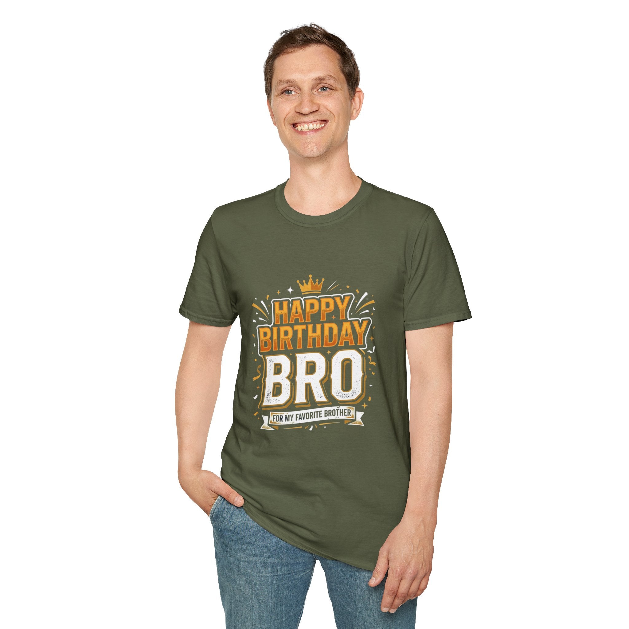 Happy Birthday Bro T-Shirt — Bold Crowned Birthday Tee for Brother