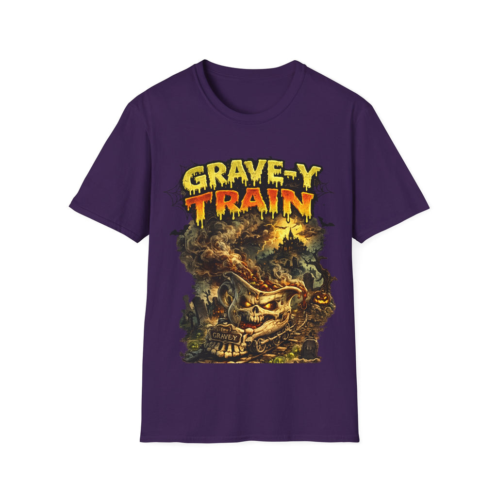 Grave-Y Train T-Shirt — Retro Horror Skull Graphic Tee
