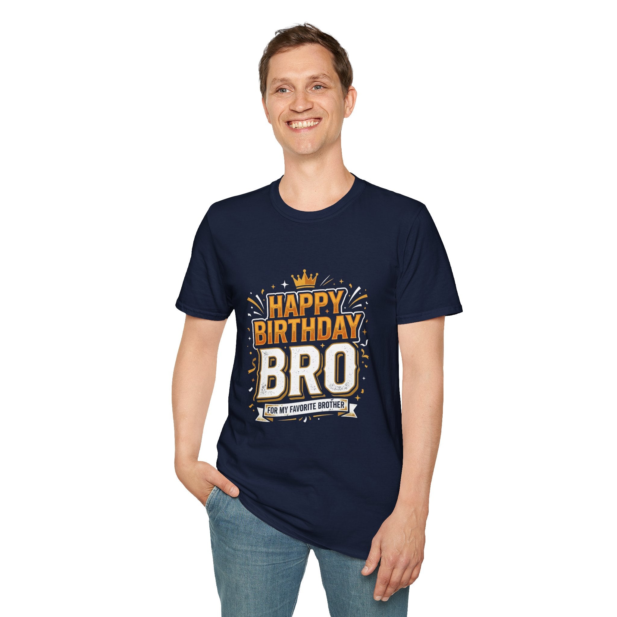 Happy Birthday Bro T-Shirt — Bold Crowned Birthday Tee for Brother