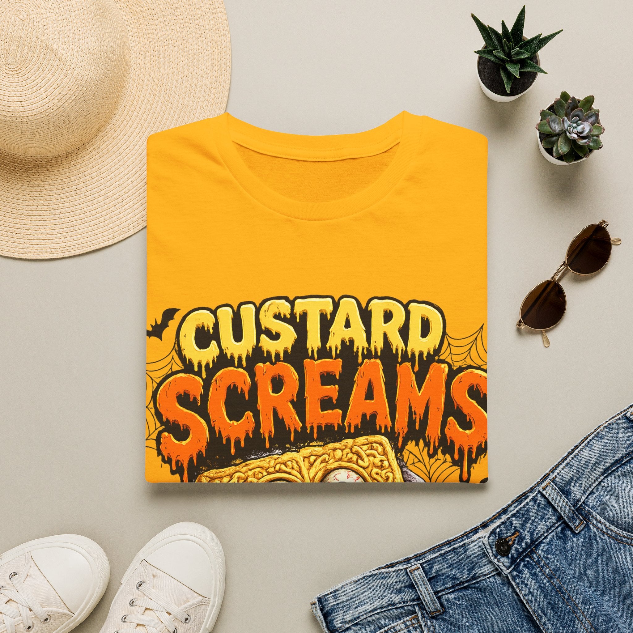 Custard Screams Halloween T-Shirt — Spooky Dessert Graphic Tee