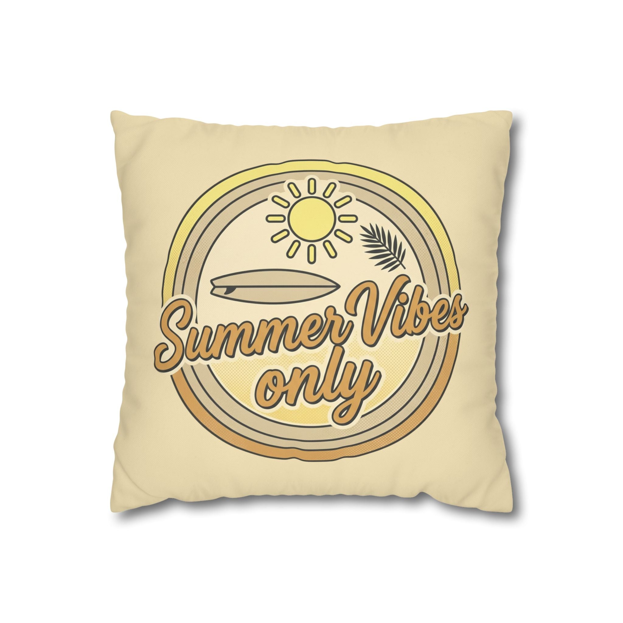Summer Vibes Only Pillowcase — Retro Surf Beach Decorative Throw Pillow