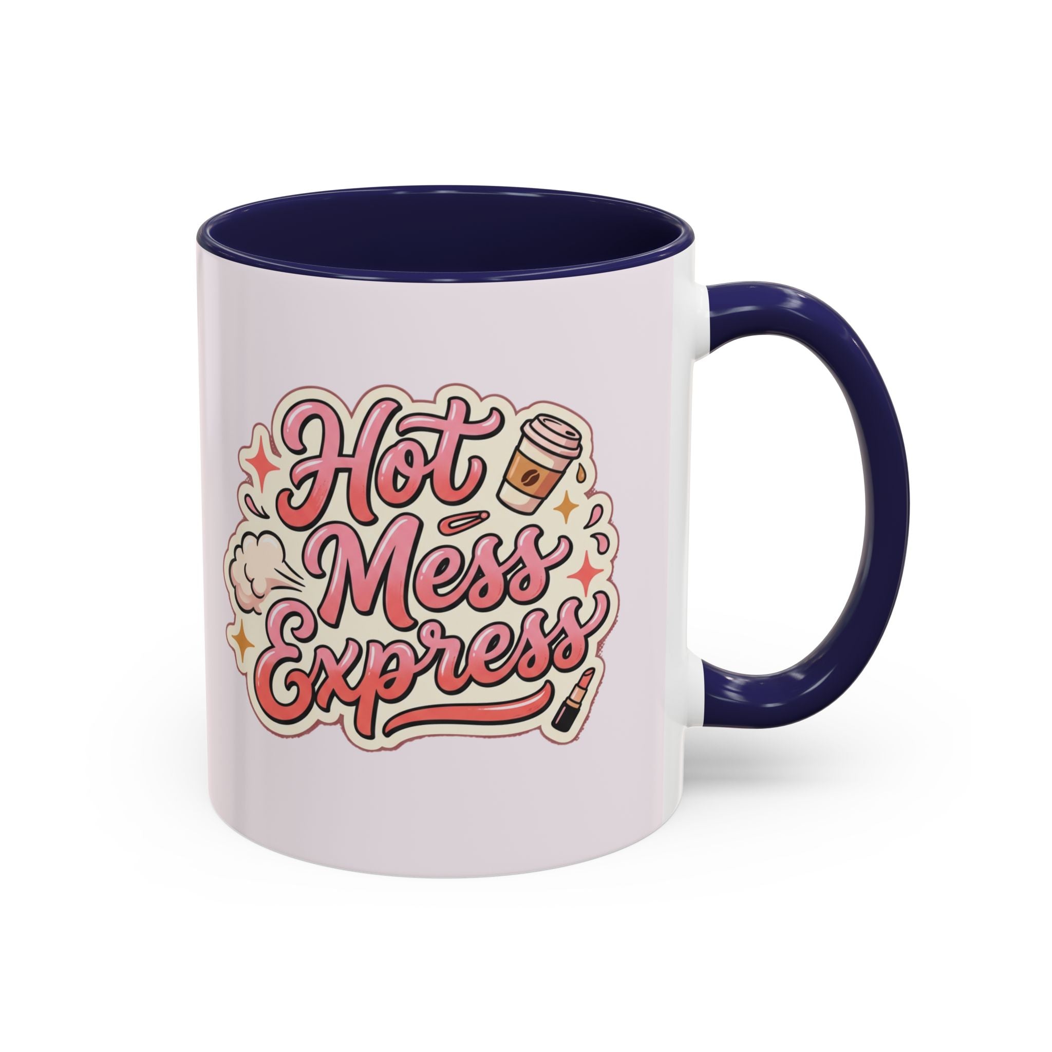 Hot Mess Express Coffee Mug — Funny Pink Accent Mug for Coffee Lovers