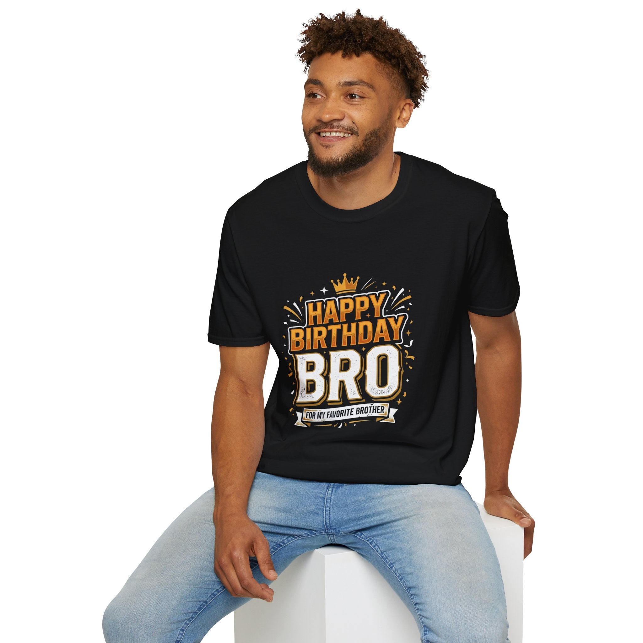 Happy Birthday Bro T-Shirt — Bold Crowned Birthday Tee for Brother